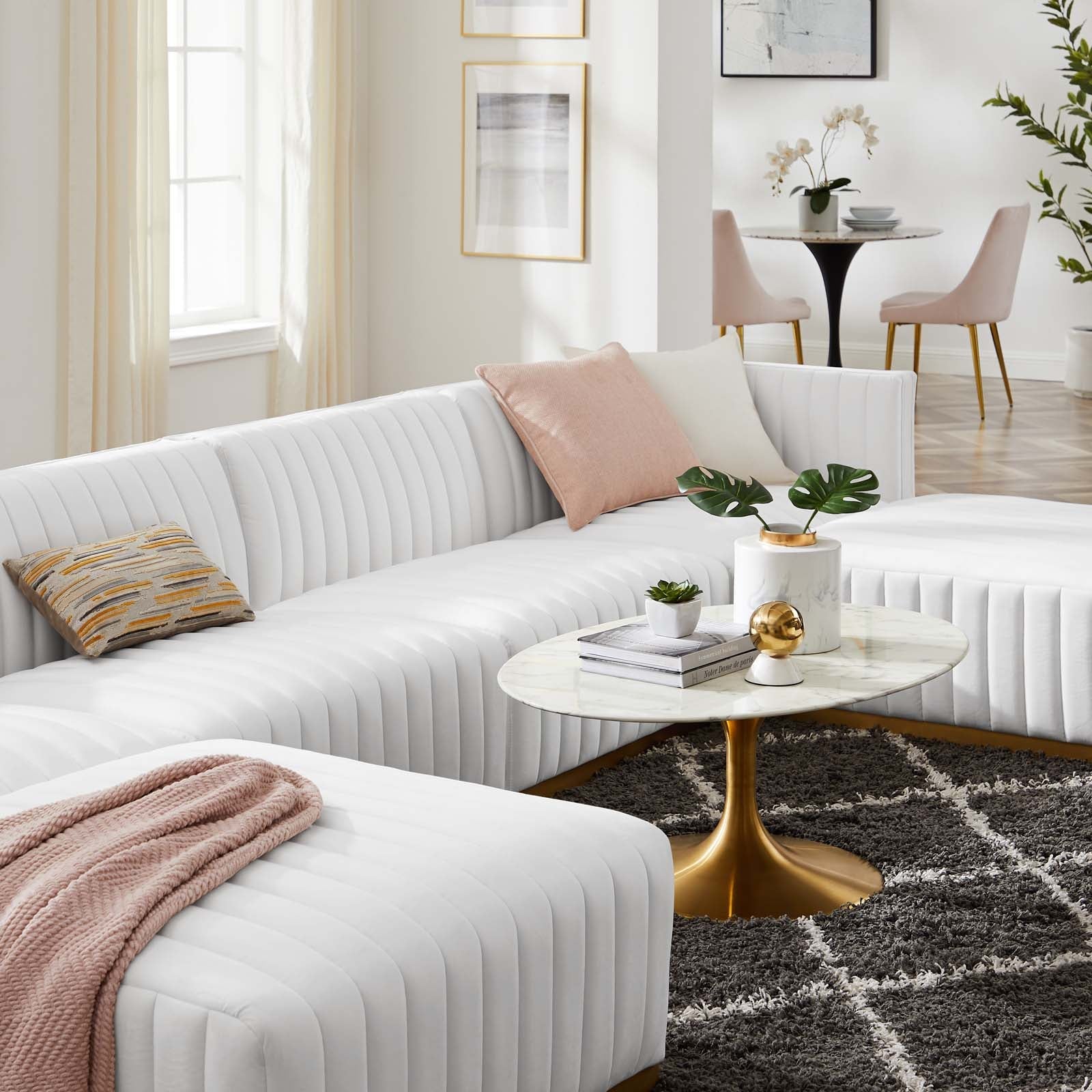 Conjure Channel Tufted Performance Velvet 6-Piece Sectional By Modway - EEI-5846 | Sectional - 72