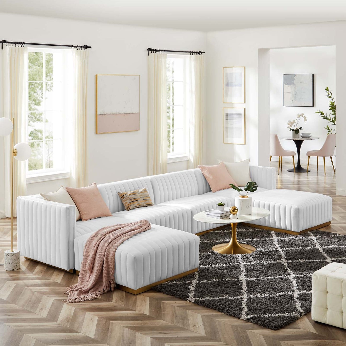 Conjure Channel Tufted Performance Velvet 6-Piece Sectional By Modway - EEI-5846 | Sectional - 73