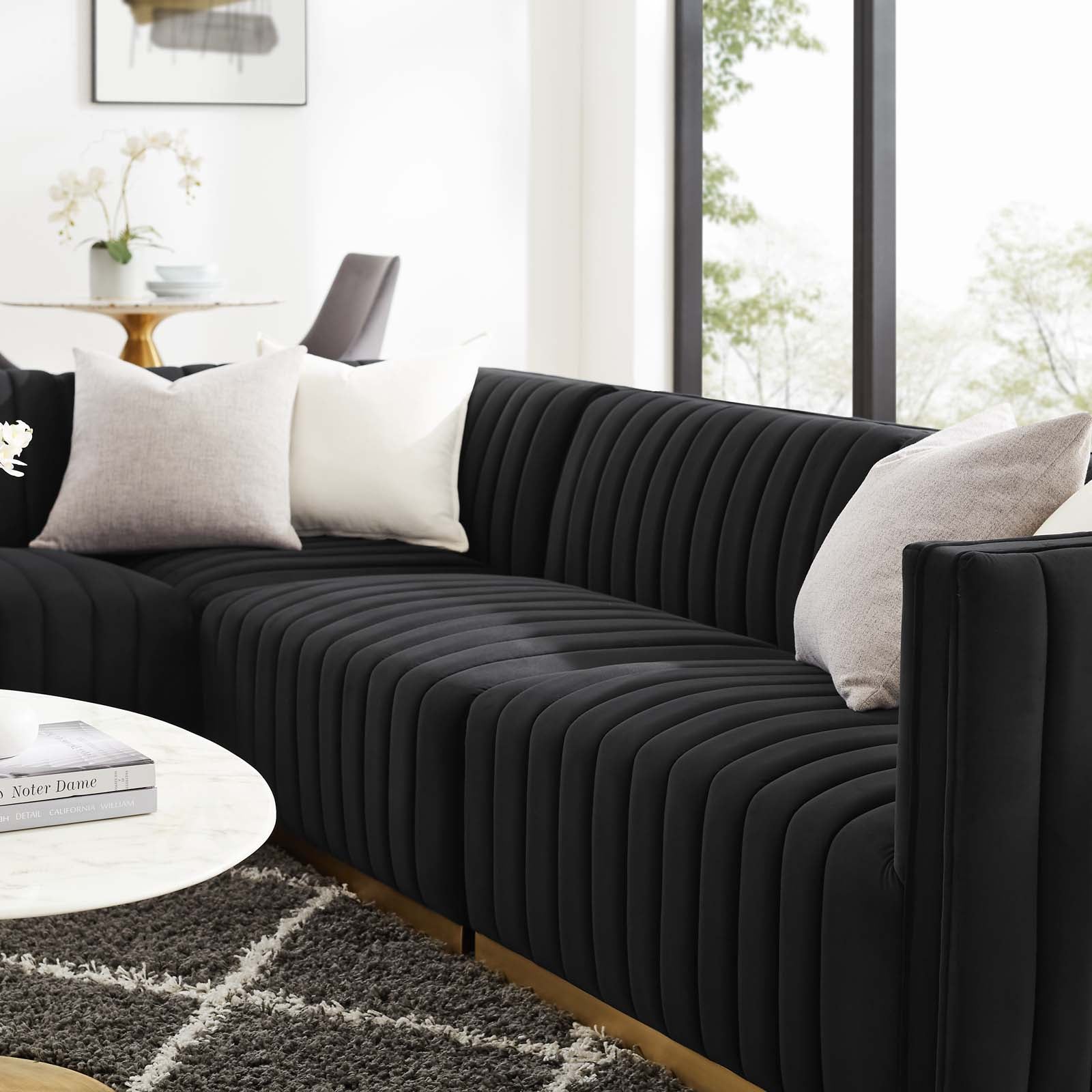 Conjure Channel Tufted Performance Velvet 4-Piece Sectional By Modway - EEI-5847 | Sectional - 9