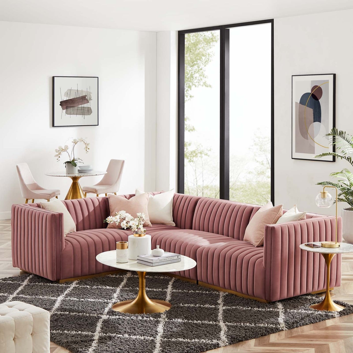 Conjure Channel Tufted Performance Velvet 4-Piece Sectional By Modway - EEI-5847 | Sectional - 25