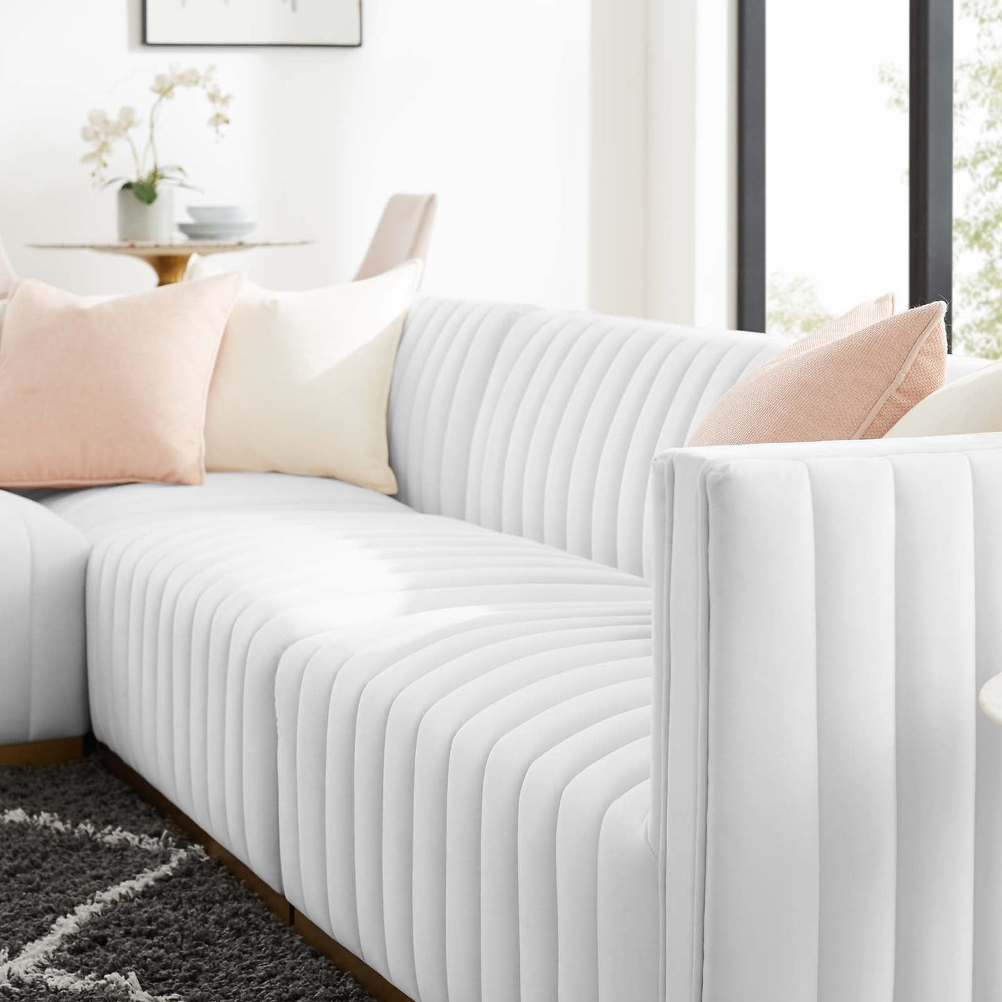 Conjure Channel Tufted Performance Velvet 4-Piece Sectional By Modway - EEI-5847 | Sectional - 72