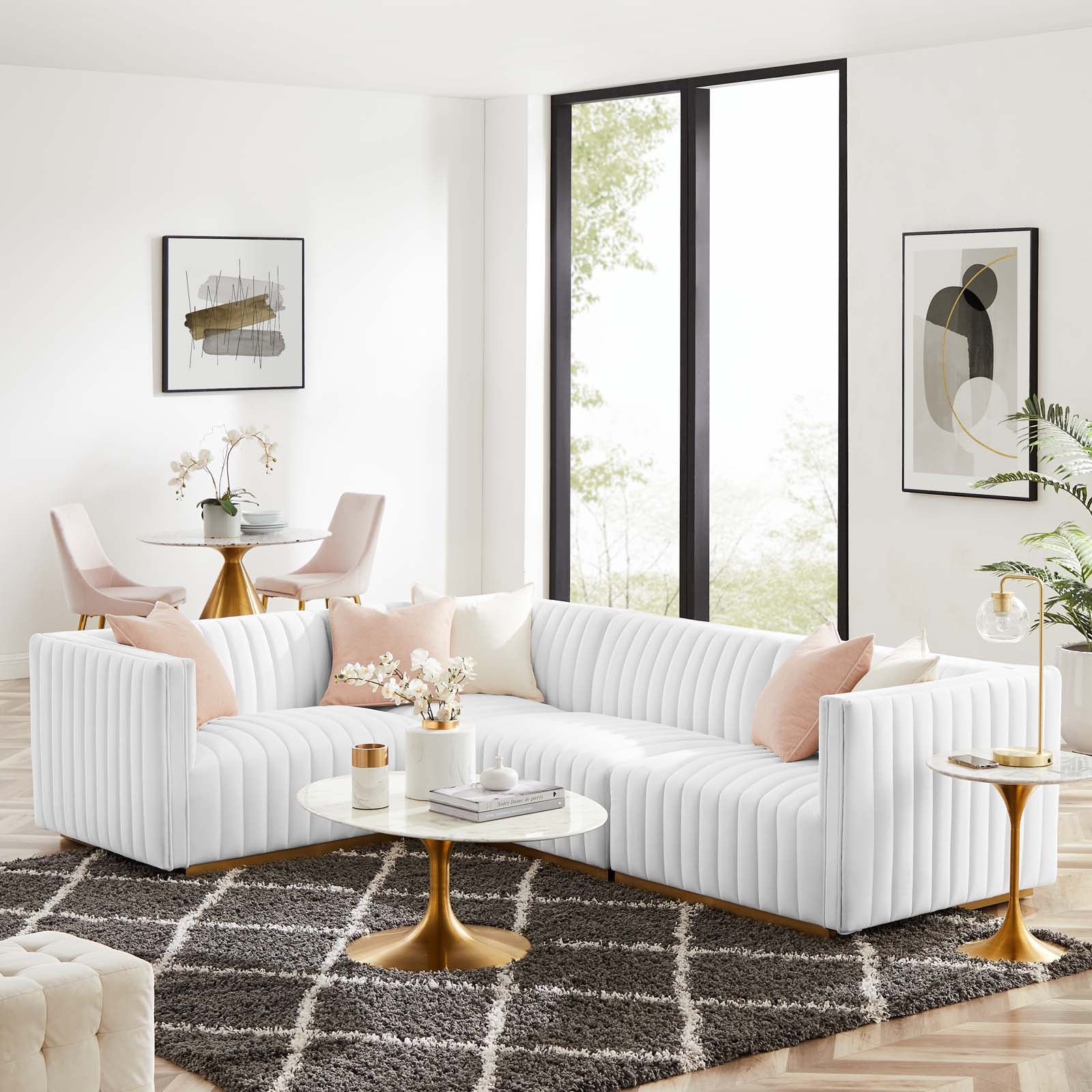 Conjure Channel Tufted Performance Velvet 4-Piece Sectional By Modway - EEI-5847 | Sectional - 73