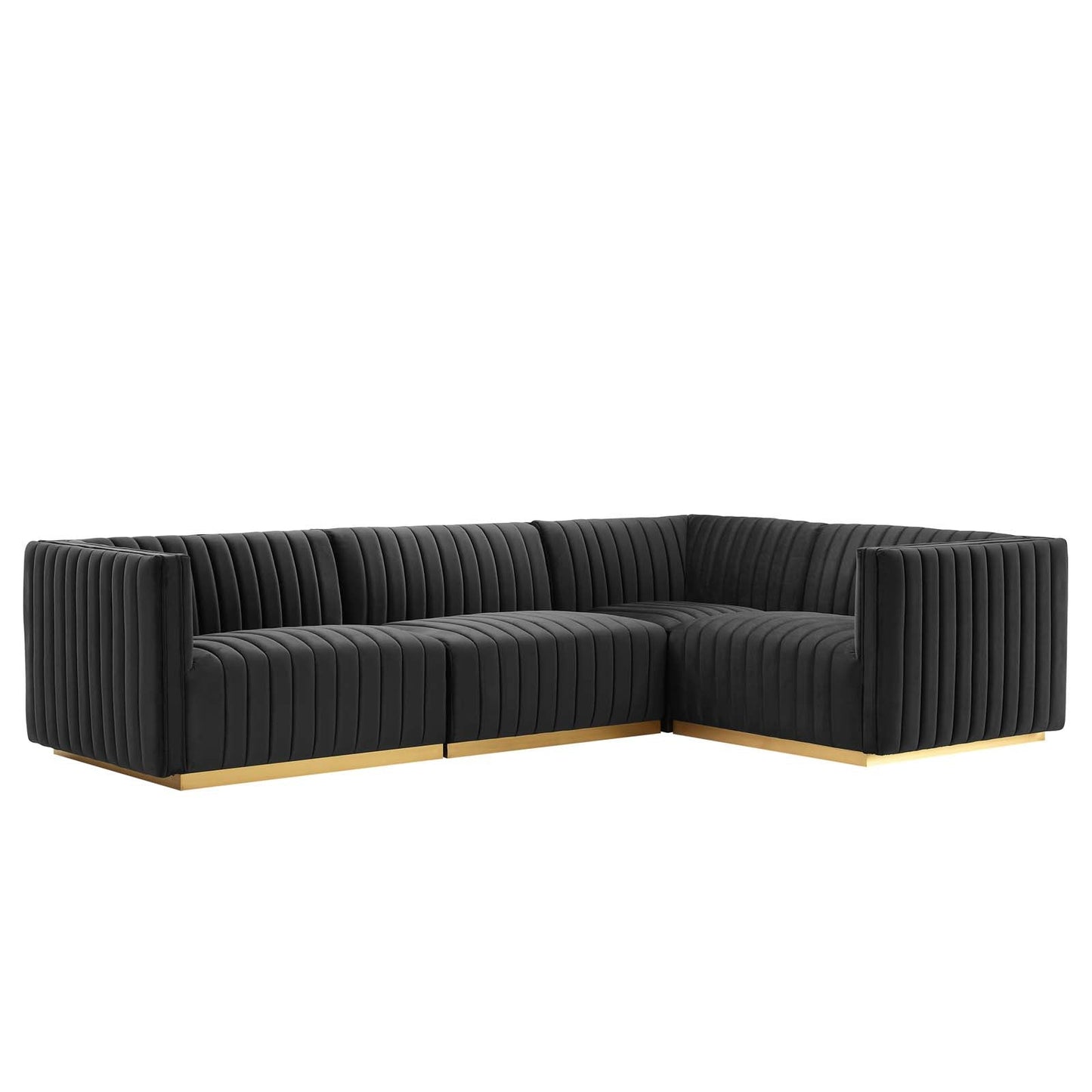 Conjure Channel Tufted Performance Velvet 4-Piece Sectional By Modway - EEI-5848 | Sectional - 2