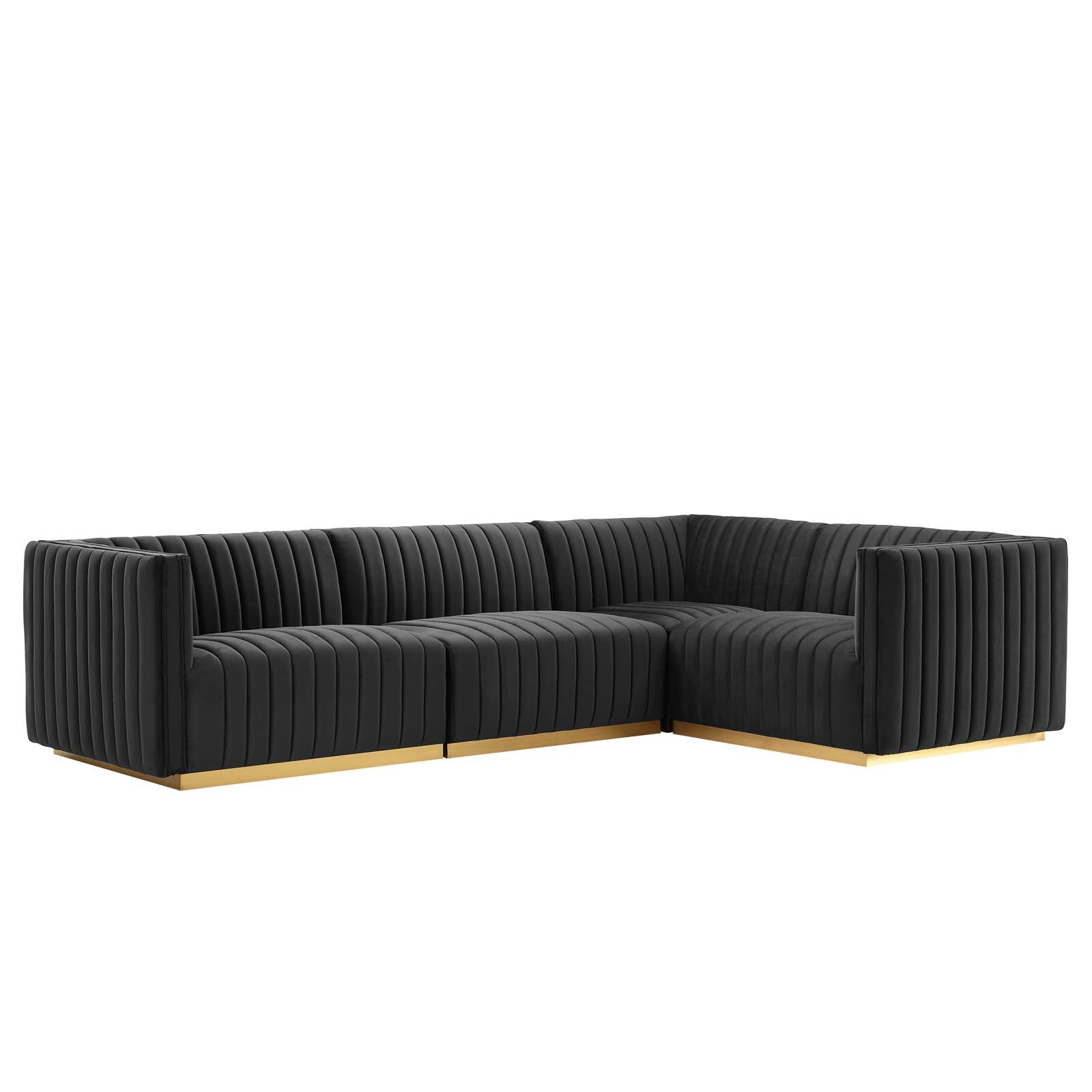 Conjure Channel Tufted Performance Velvet 4-Piece Sectional By Modway - EEI-5848 | Sectional - 2