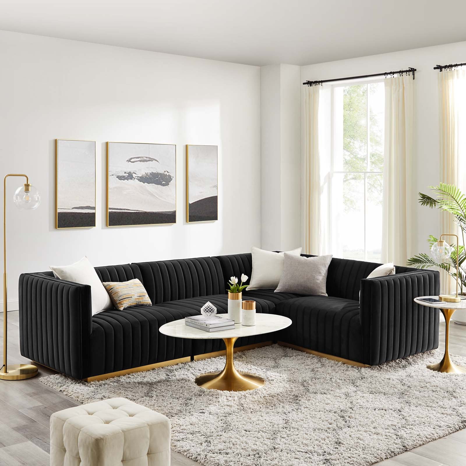 Conjure Channel Tufted Performance Velvet 4-Piece Sectional By Modway - EEI-5848 | Sectional