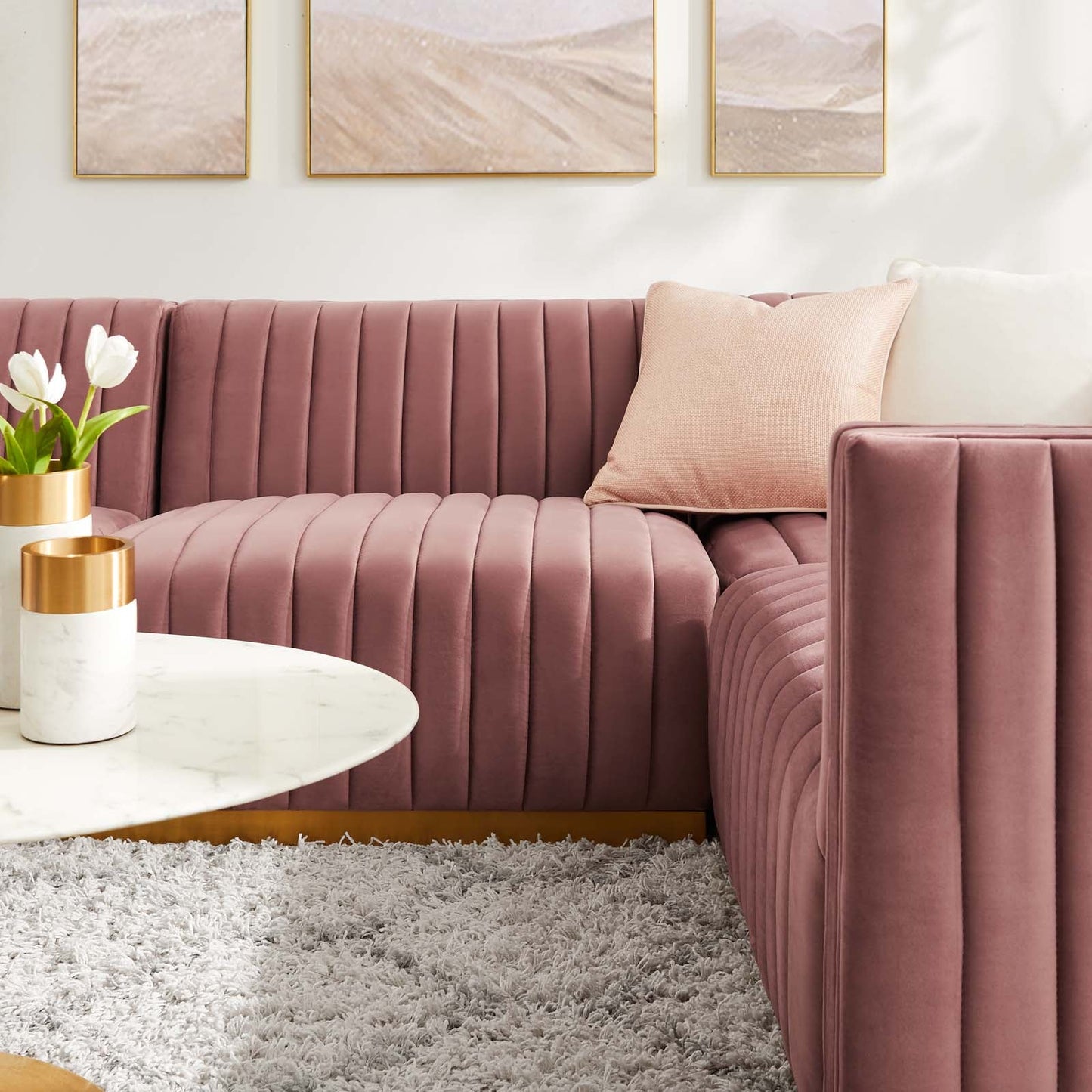 Conjure Channel Tufted Performance Velvet 4-Piece Sectional By Modway - EEI-5848 | Sectional - 24