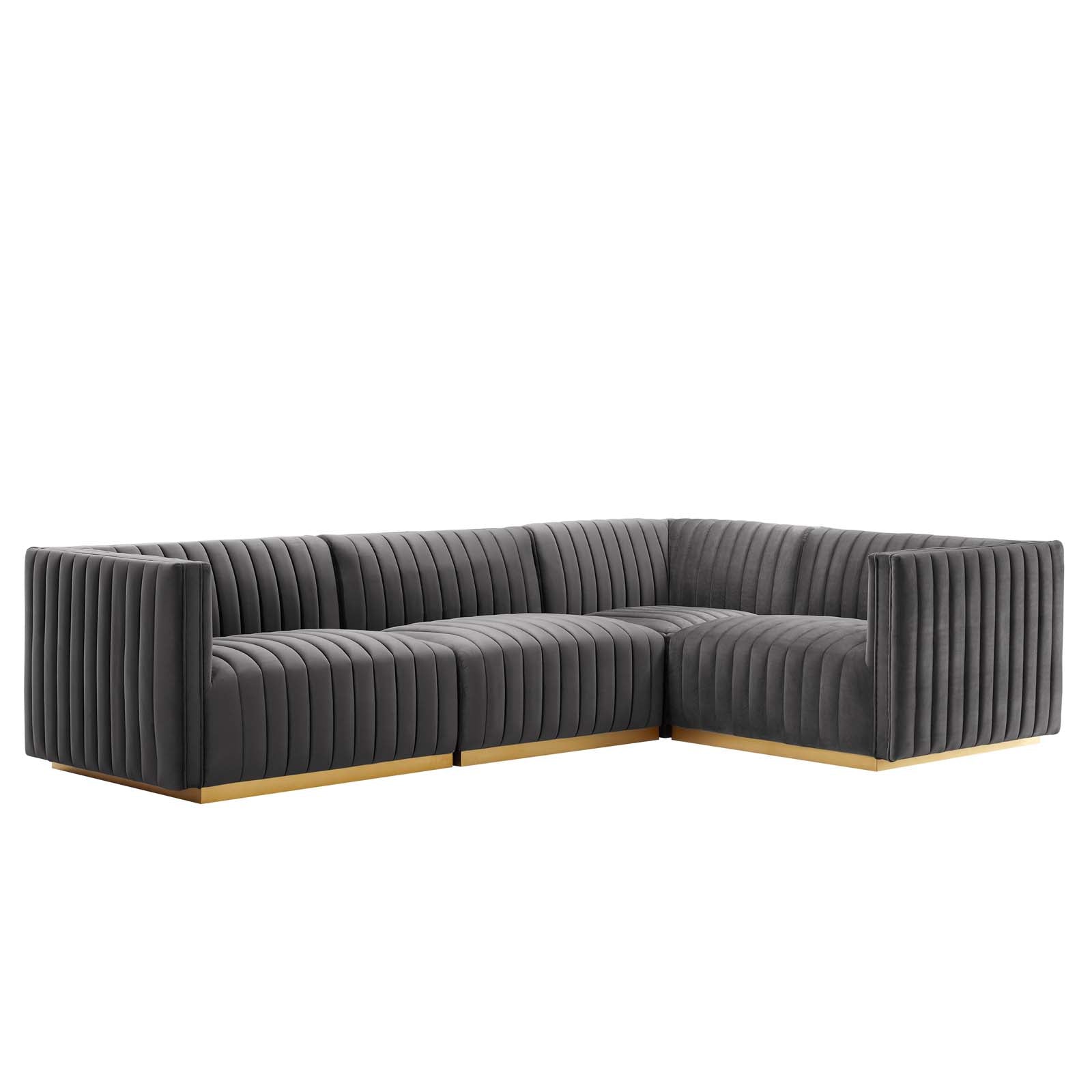 Conjure Channel Tufted Performance Velvet 4-Piece Sectional By Modway - EEI-5848 | Sectional - 33