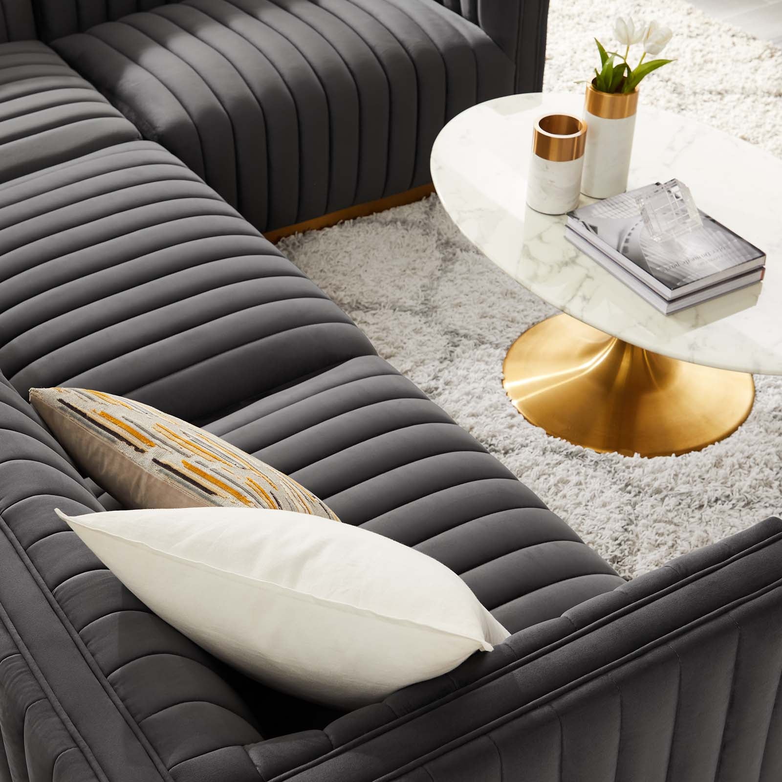 Conjure Channel Tufted Performance Velvet 4-Piece Sectional By Modway - EEI-5848 | Sectional - 40