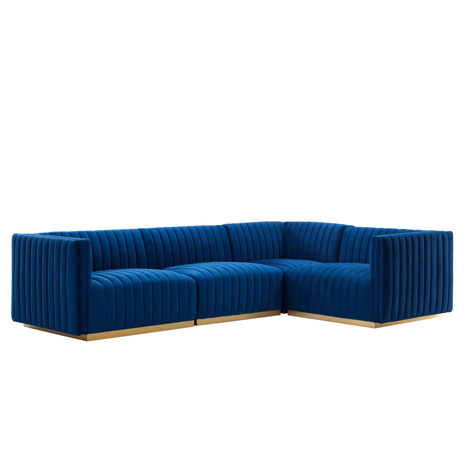 Conjure Channel Tufted Performance Velvet 4-Piece Sectional By Modway - EEI-5848 | Sectional - 49
