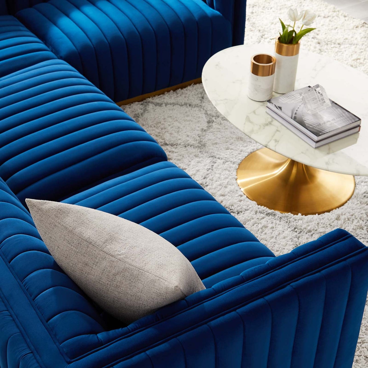 Conjure Channel Tufted Performance Velvet 4-Piece Sectional By Modway - EEI-5848 | Sectional - 56