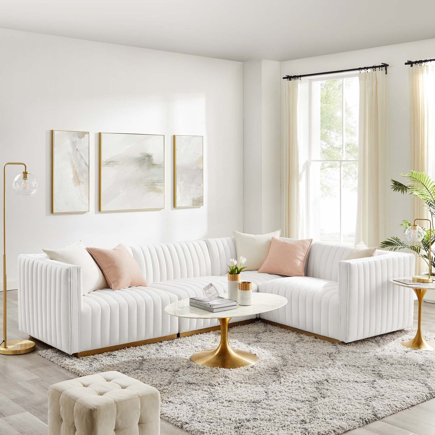 Conjure Channel Tufted Performance Velvet 4-Piece Sectional By Modway - EEI-5848 | Sectional - 73