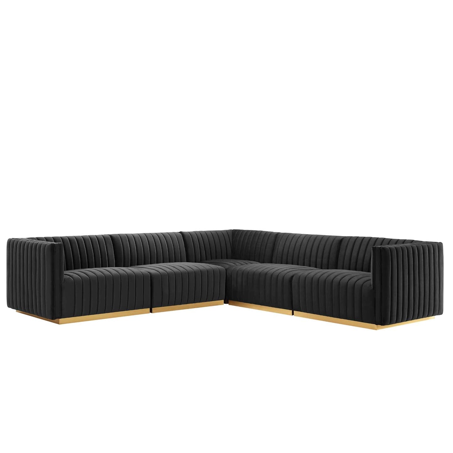 Conjure Channel Tufted Performance Velvet 5-Piece Sectional By Modway - EEI-5849 | Sectional - 2