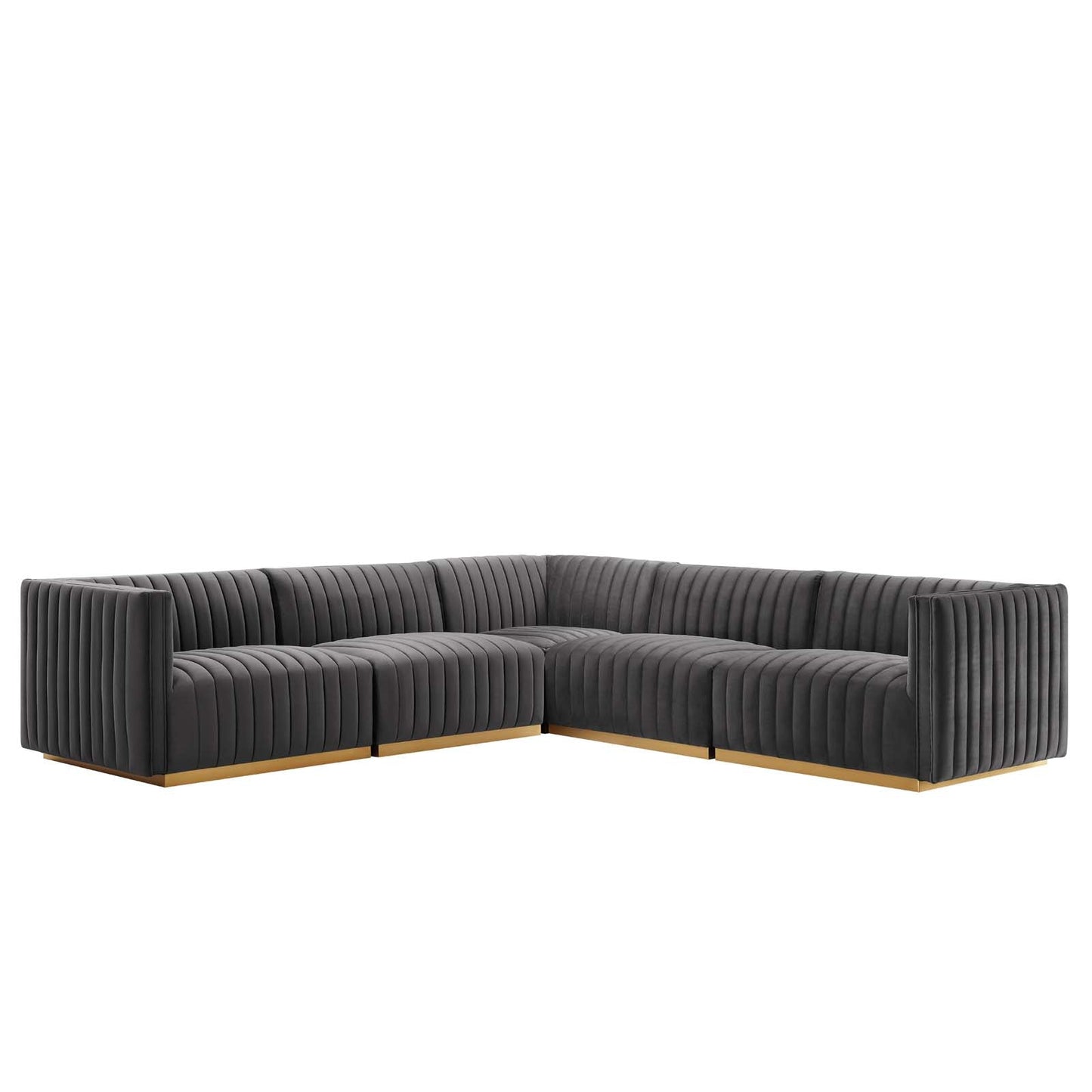 Conjure Channel Tufted Performance Velvet 5-Piece Sectional By Modway - EEI-5849 | Sectional - 33