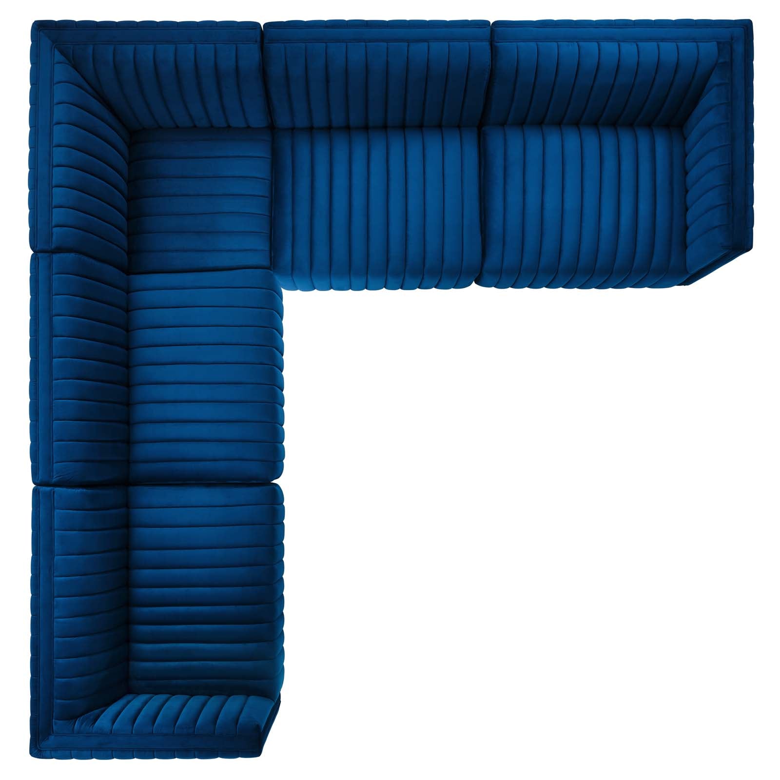 Conjure Channel Tufted Performance Velvet 5-Piece Sectional By Modway - EEI-5849 | Sectional - 58