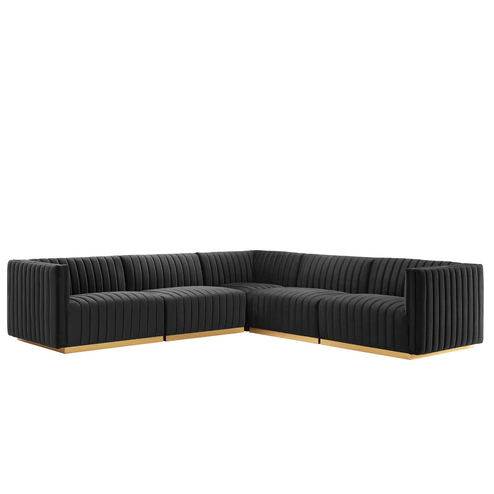 Conjure Channel Tufted Performance Velvet 5-Piece Sectional By Modway - EEI-5850 | Sectional - 2