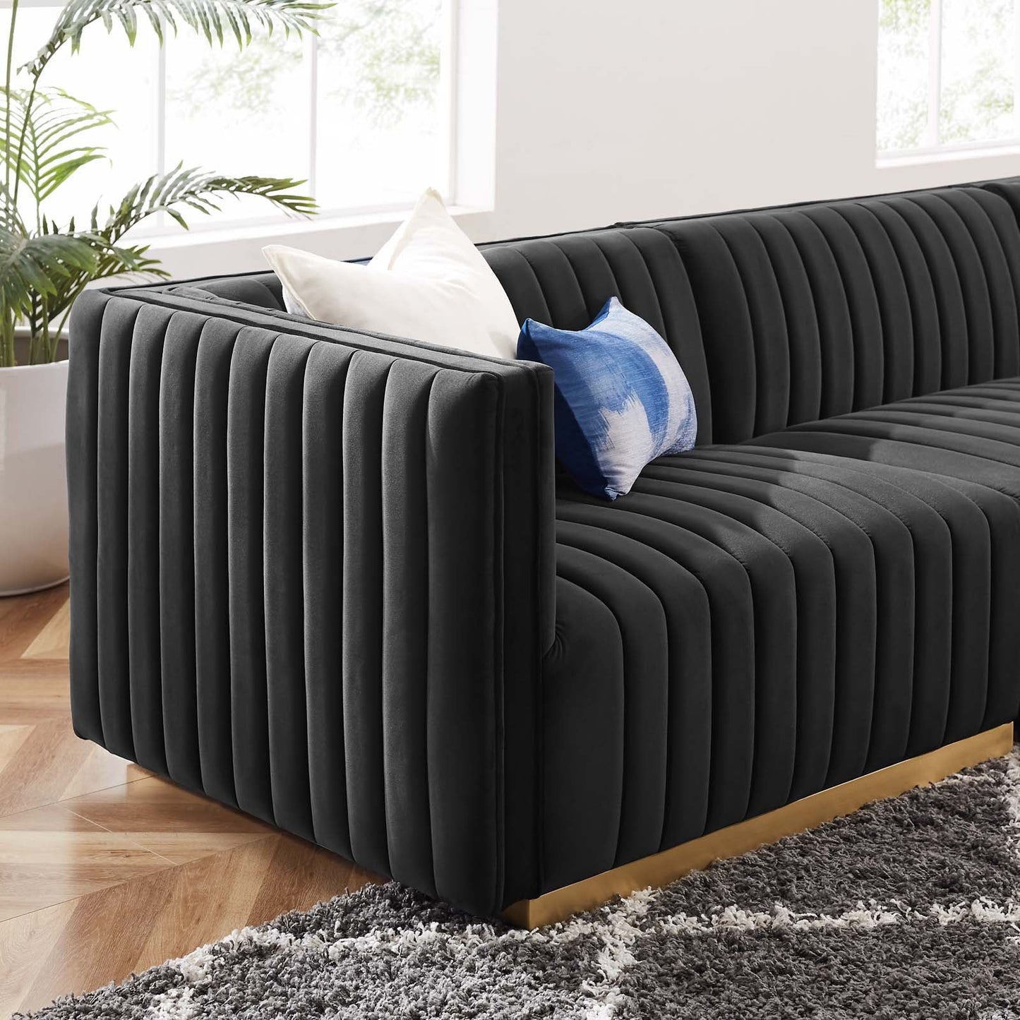 Conjure Channel Tufted Performance Velvet 5-Piece Sectional By Modway - EEI-5850 | Sectional - 9