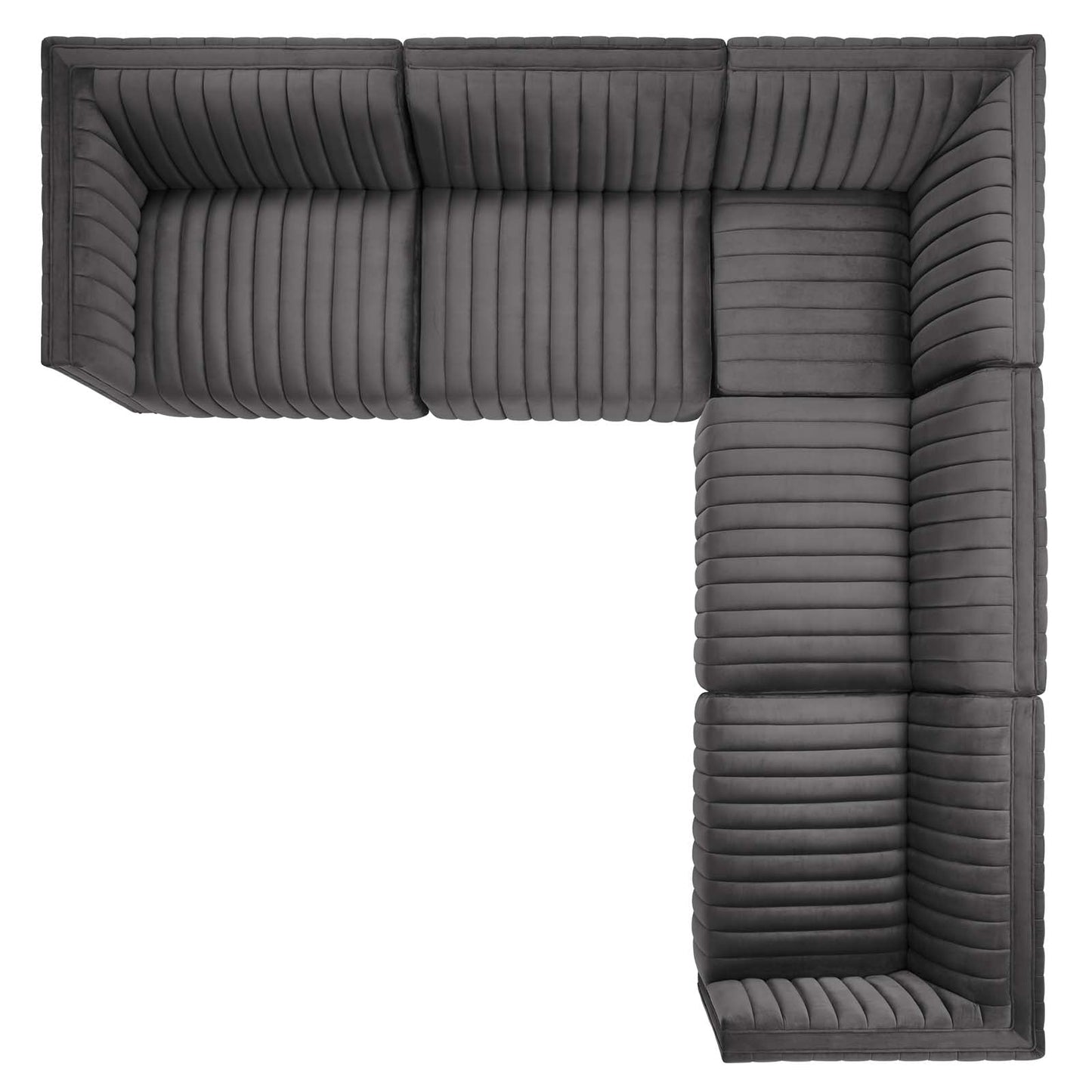 Conjure Channel Tufted Performance Velvet 5-Piece Sectional By Modway - EEI-5850 | Sectional - 42