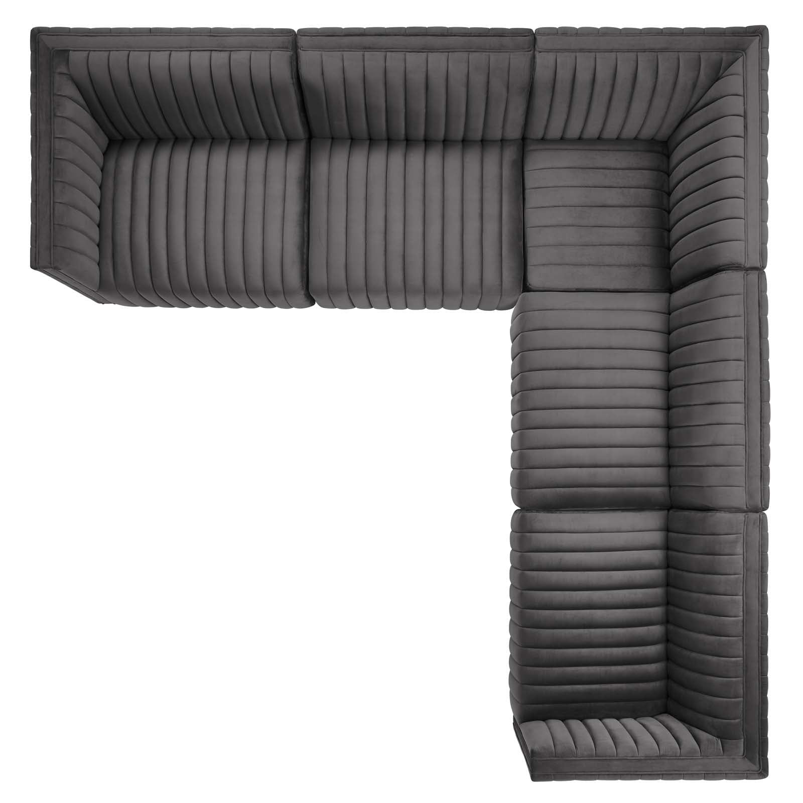 Conjure Channel Tufted Performance Velvet 5-Piece Sectional By Modway - EEI-5850 | Sectional - 42