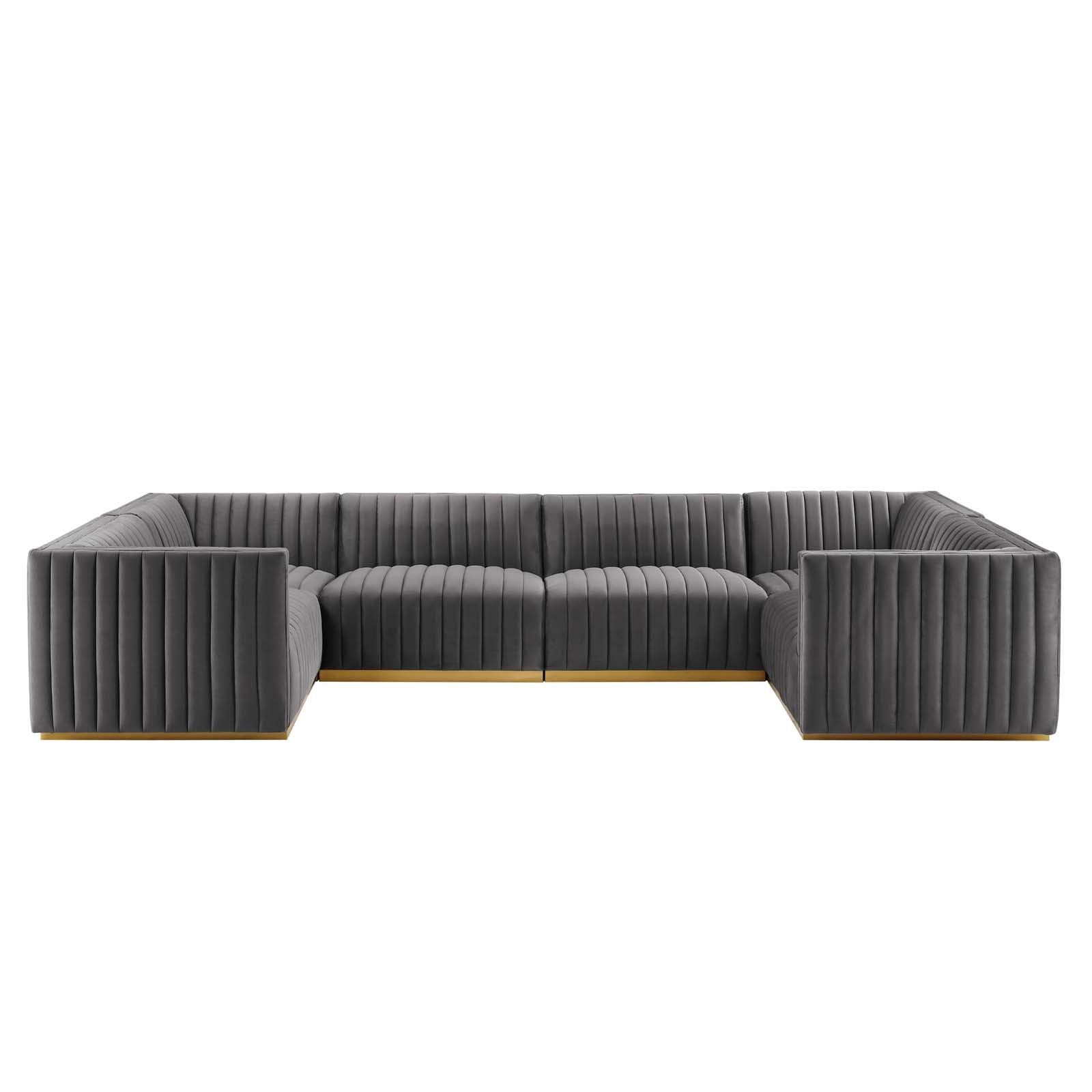 Conjure Channel Tufted Performance Velvet 6-Piece U-Shaped Sectional By Modway - EEI-5851 | Sectional - 33