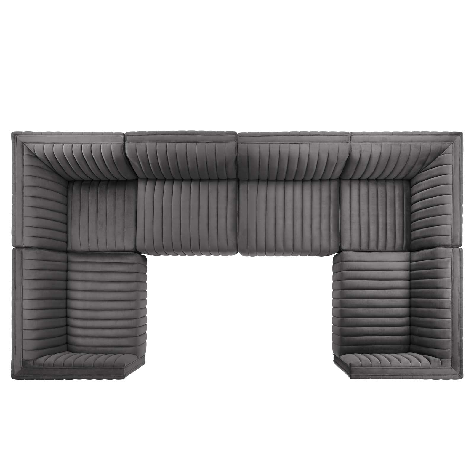Conjure Channel Tufted Performance Velvet 6-Piece U-Shaped Sectional By Modway - EEI-5851 | Sectional - 42