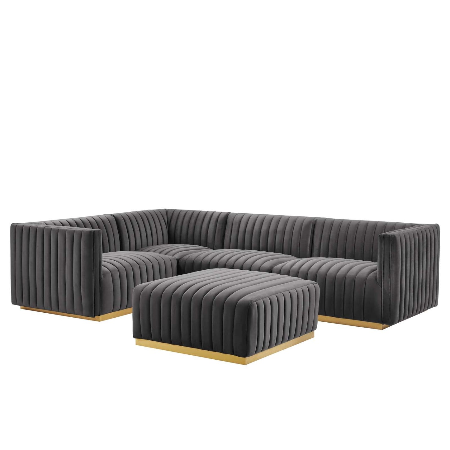 Conjure Channel Tufted Performance Velvet 5-Piece Sectional By Modway - EEI-5852 | Sectional - 17