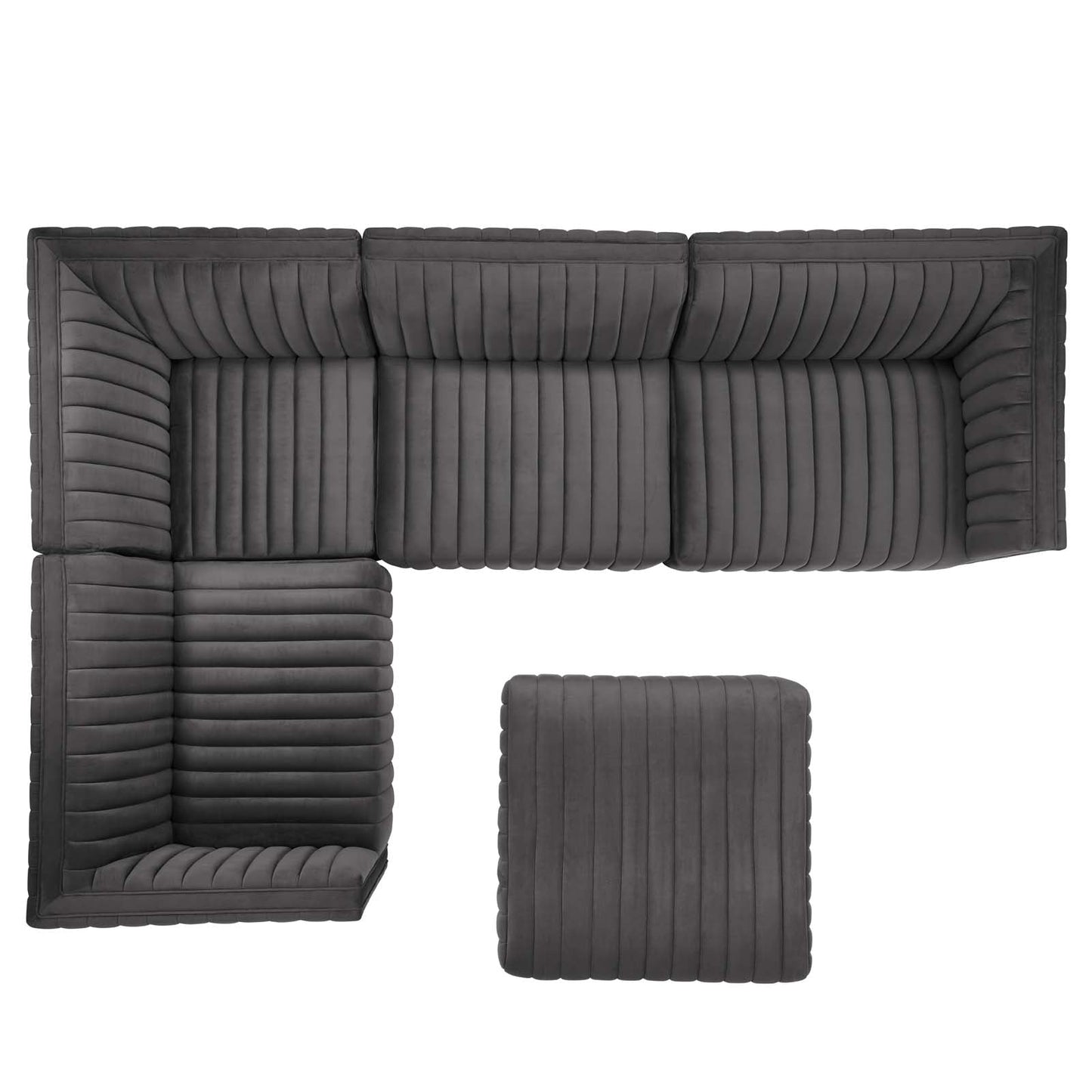 Conjure Channel Tufted Performance Velvet 5-Piece Sectional By Modway - EEI-5852 | Sectional - 26