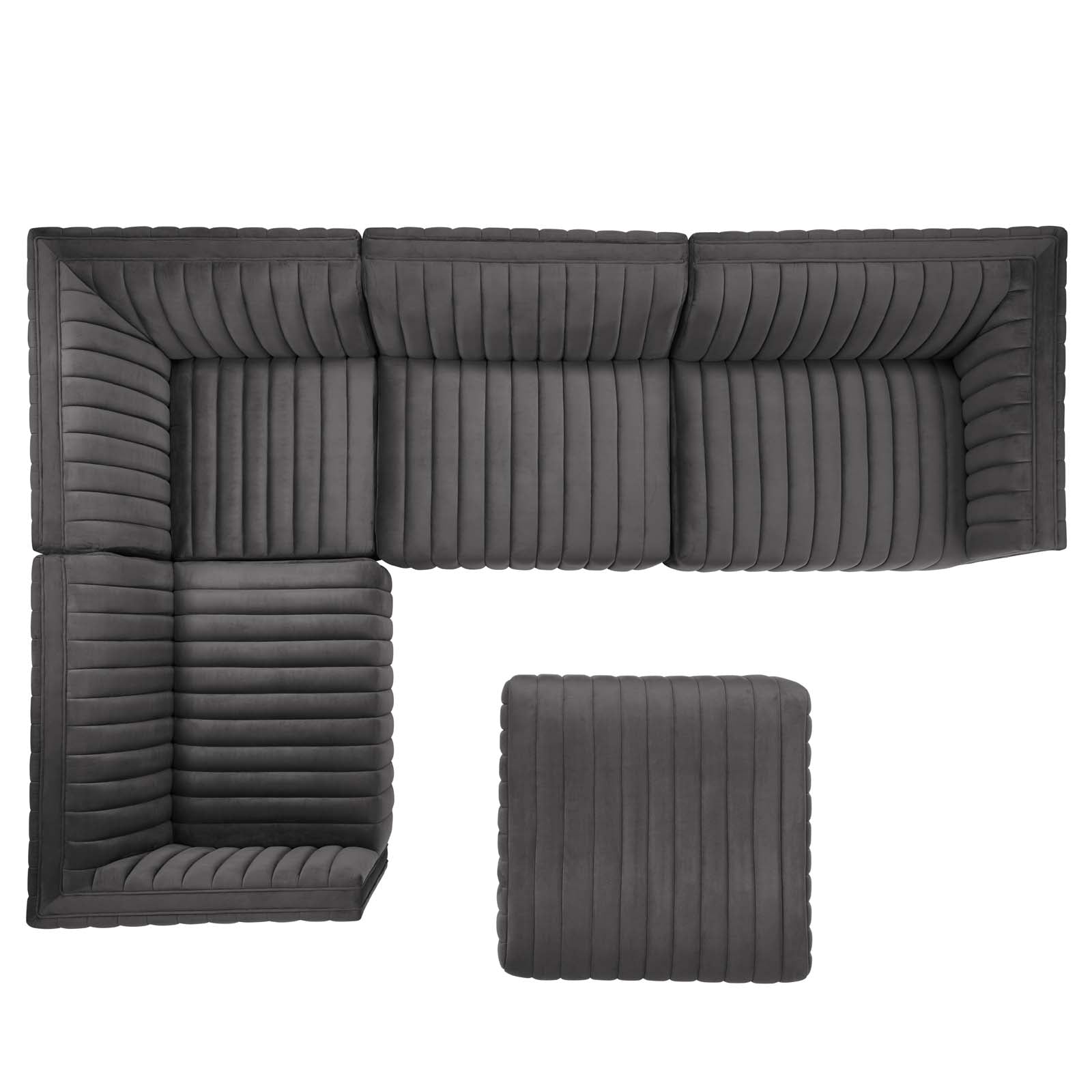 Conjure Channel Tufted Performance Velvet 5-Piece Sectional By Modway - EEI-5852 | Sectional - 26