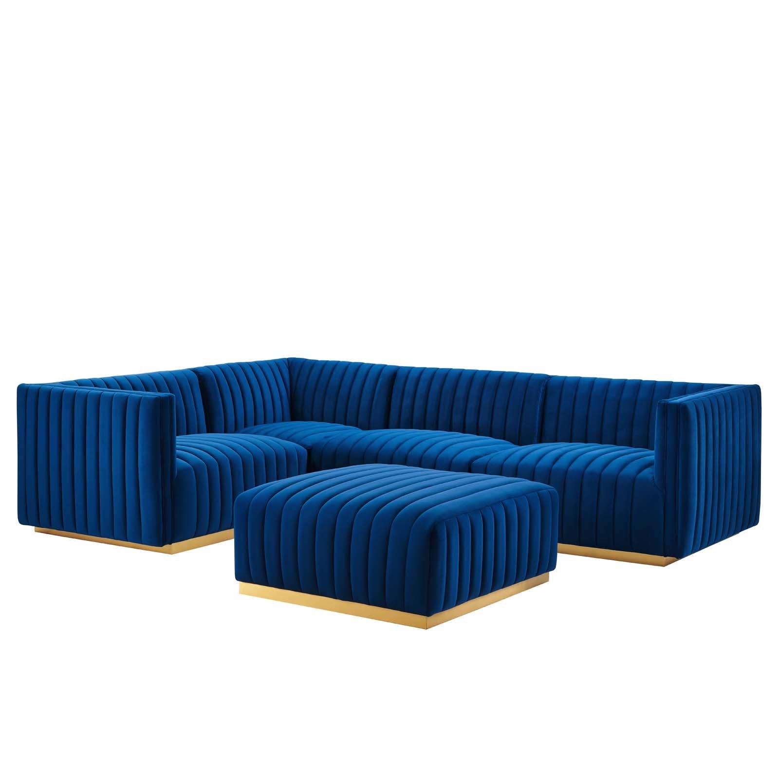 Conjure Channel Tufted Performance Velvet 5-Piece Sectional By Modway - EEI-5852 | Sectional - 33