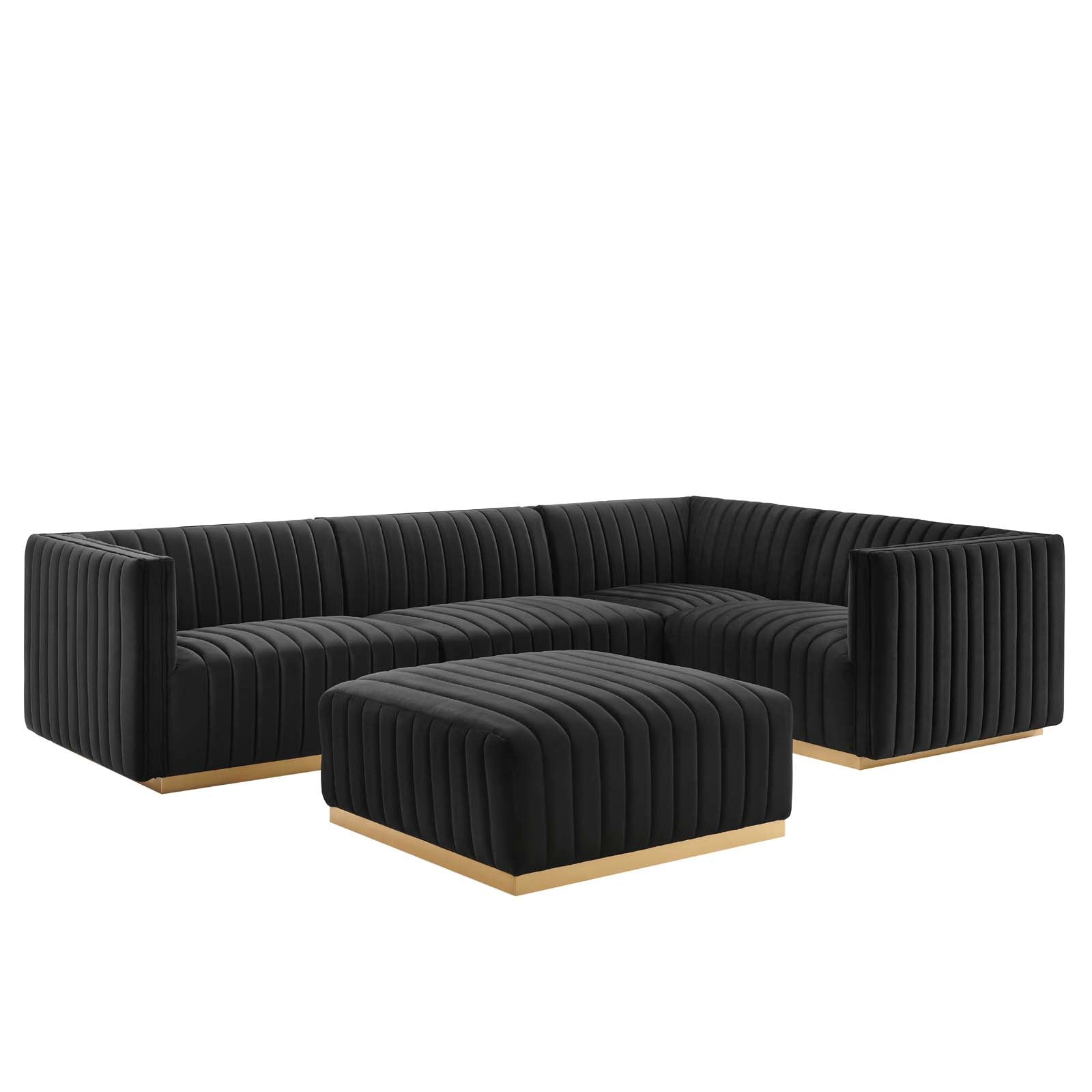 Conjure Channel Tufted Performance Velvet 5-Piece Sectional By Modway - EEI-5853 | Sectional
