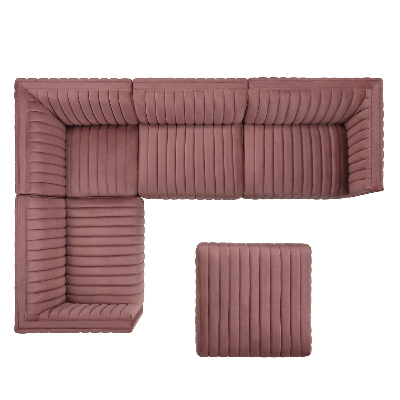 Conjure Channel Tufted Performance Velvet 5-Piece Sectional By Modway - EEI-5853 | Sectional - 26