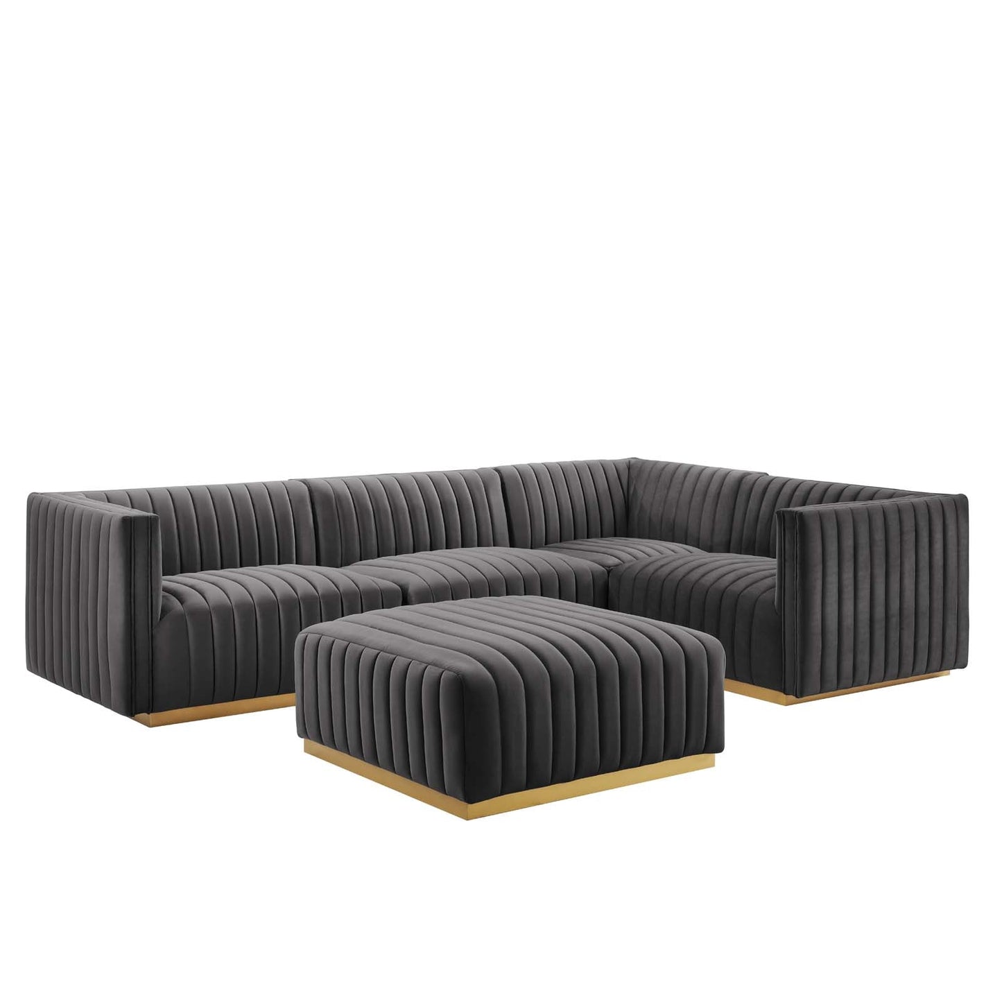 Conjure Channel Tufted Performance Velvet 5-Piece Sectional By Modway - EEI-5853 | Sectional - 33