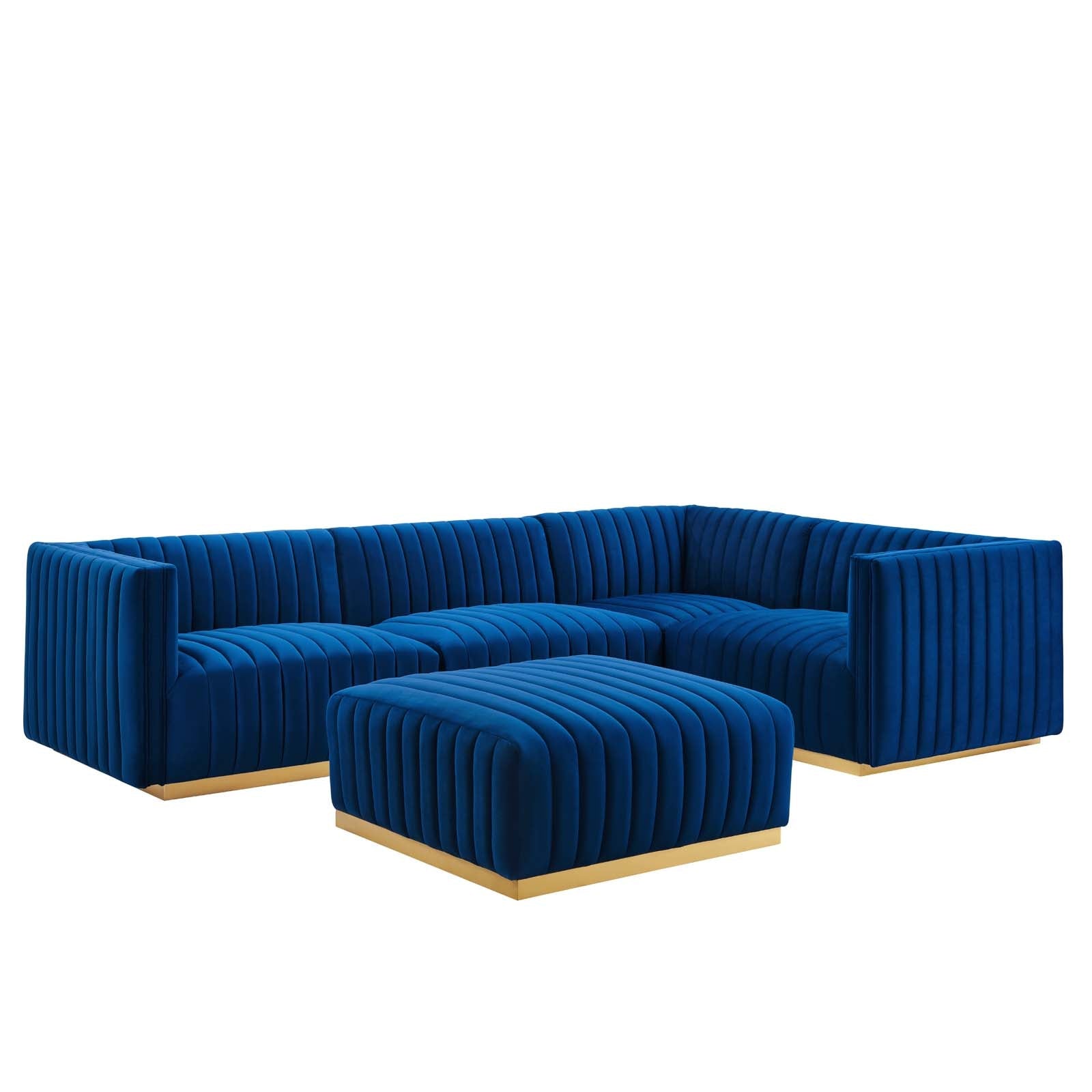 Conjure Channel Tufted Performance Velvet 5-Piece Sectional By Modway - EEI-5853 | Sectional - 49
