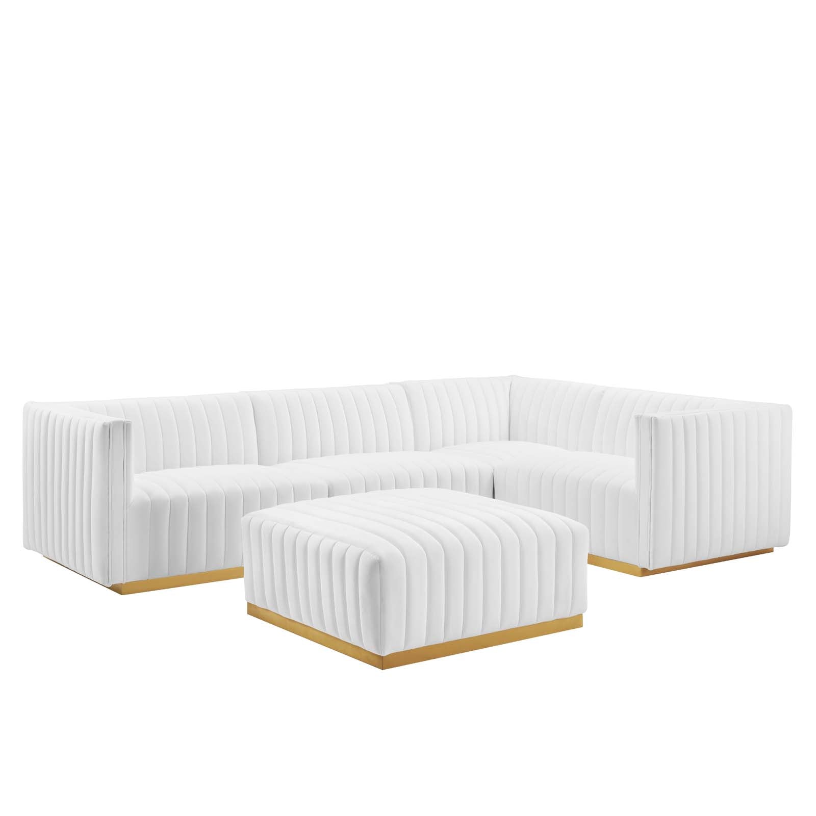 Conjure Channel Tufted Performance Velvet 5-Piece Sectional By Modway - EEI-5853 | Sectional - 65