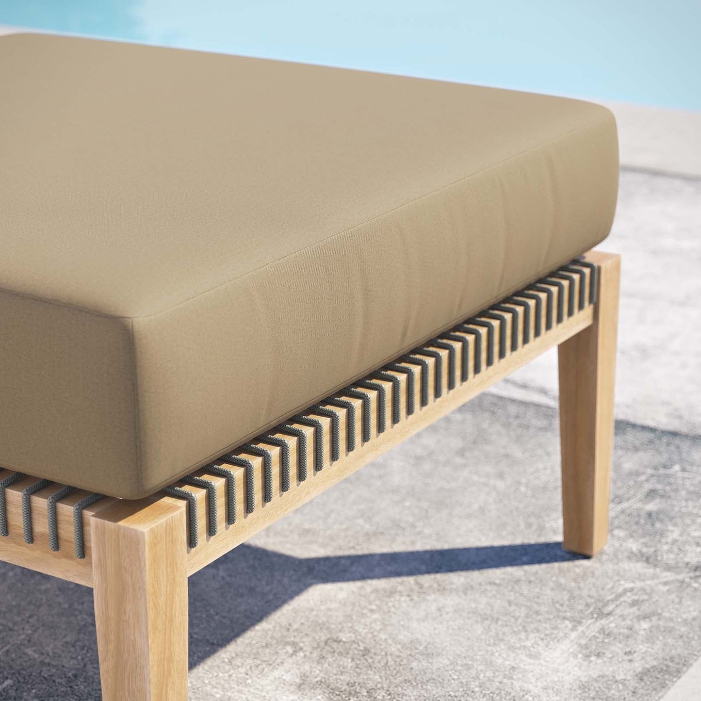 Clearwater Outdoor Patio Teak Wood Ottoman By Modway - EEI-5854 | Outdoor Ottomans - 13