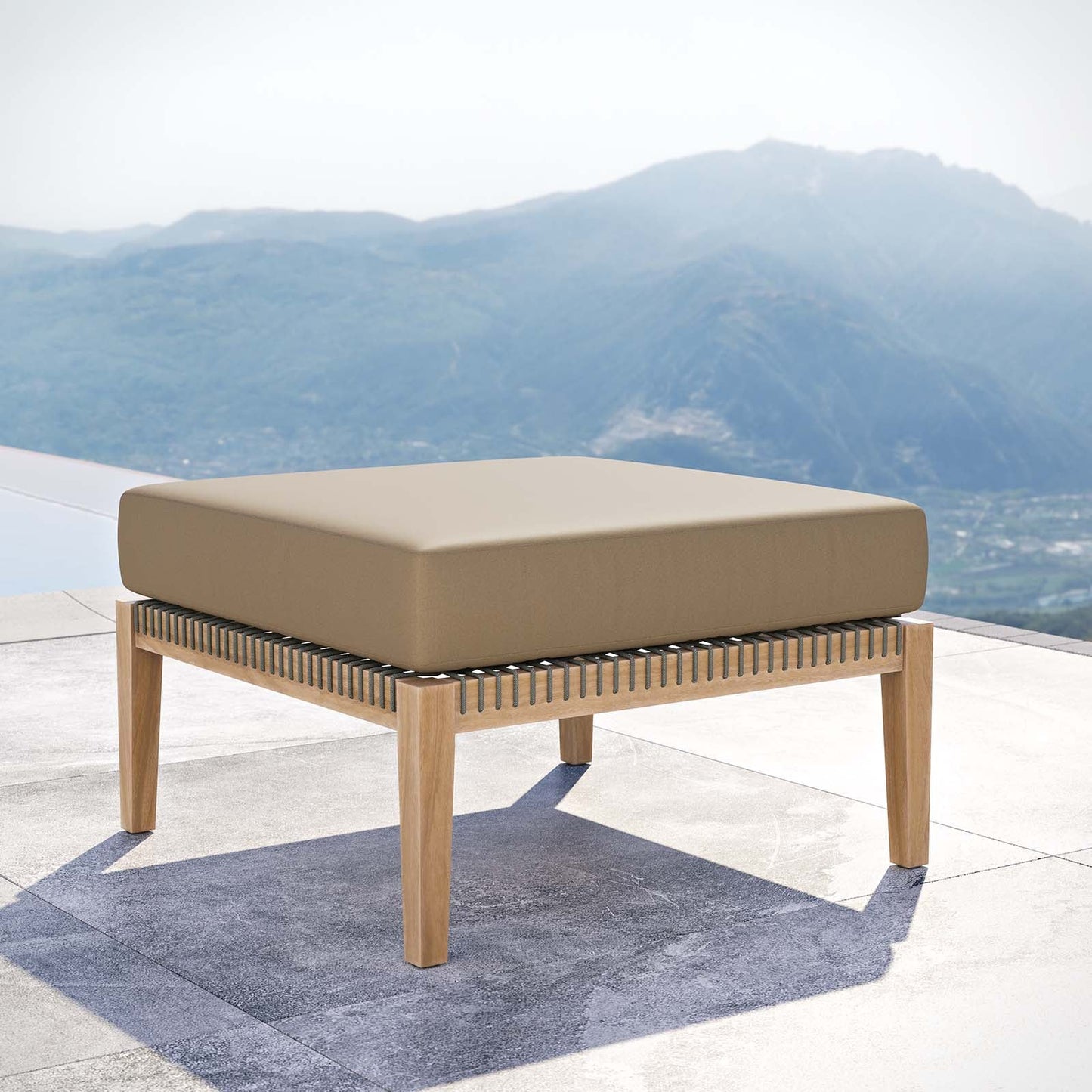 Clearwater Outdoor Patio Teak Wood Ottoman By Modway - EEI-5854 | Outdoor Ottomans - 14