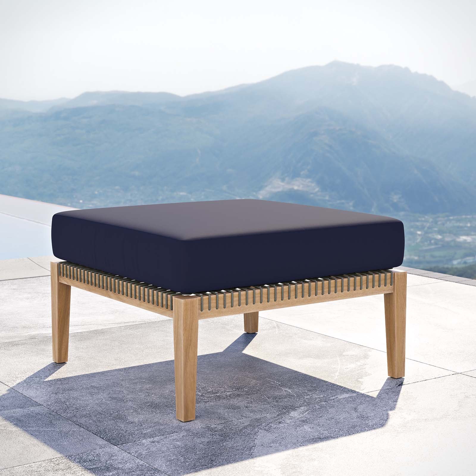 Clearwater Outdoor Patio Teak Wood Ottoman By Modway - EEI-5854 | Outdoor Ottomans - 21