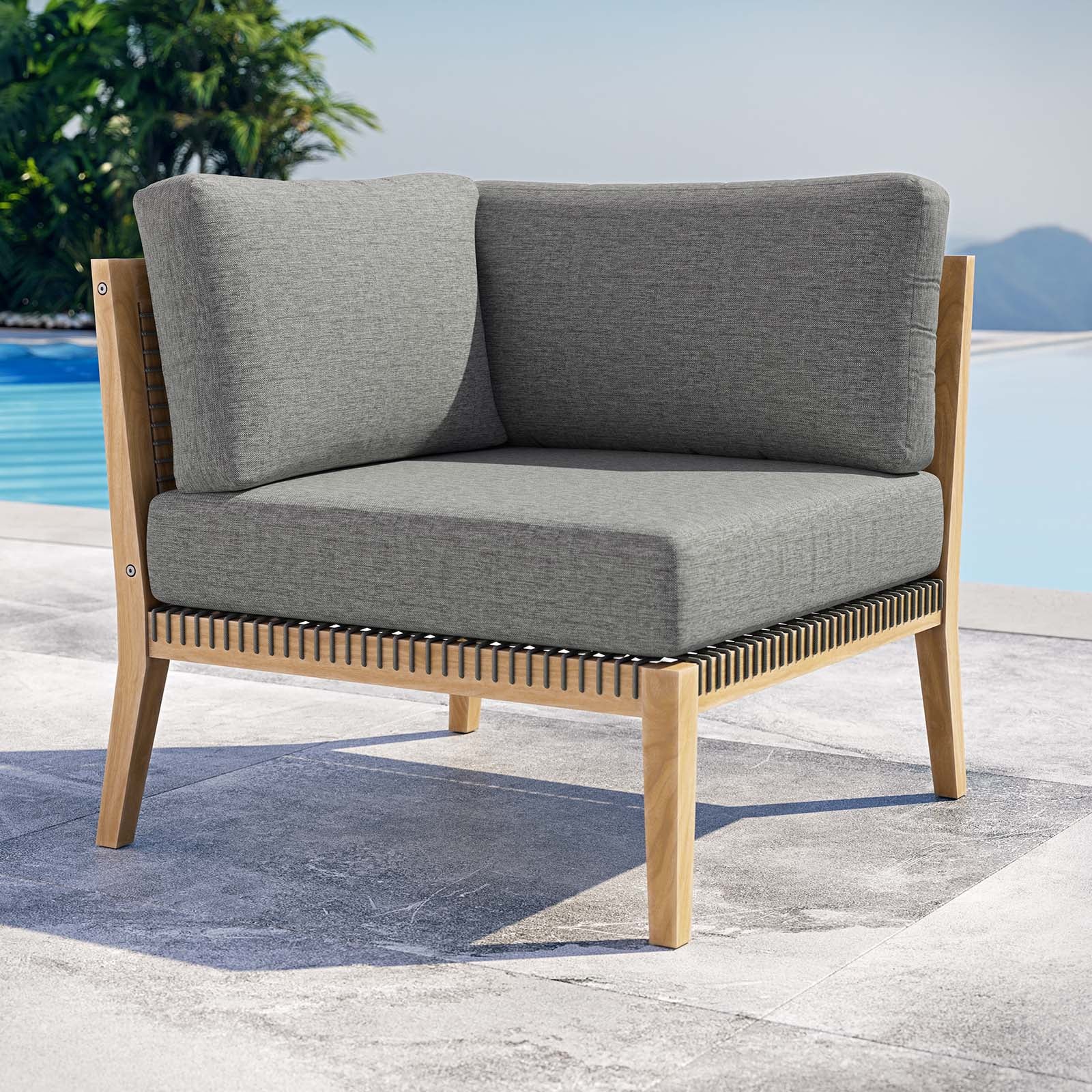 Clearwater Outdoor Patio Teak Wood Corner Chair By Modway - EEI-5855 | Outdoor Chairs