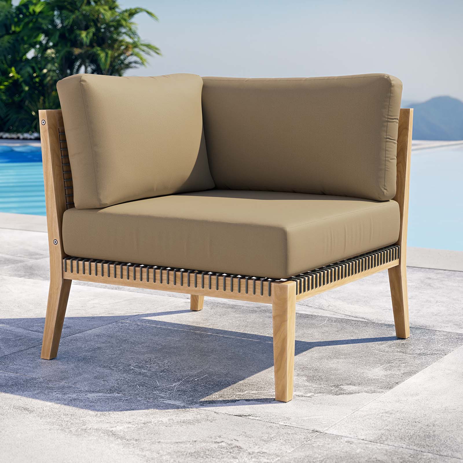 Clearwater Outdoor Patio Teak Wood Corner Chair By Modway - EEI-5855 | Outdoor Chairs - 14