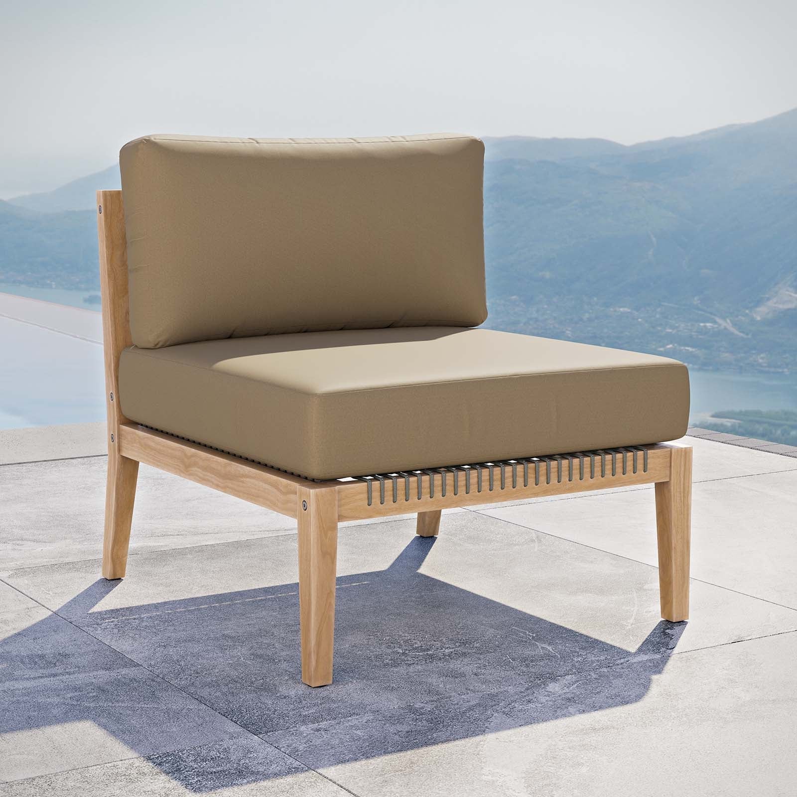 Clearwater Outdoor Patio Teak Wood Armless Chair By Modway - EEI-5856 | Outdoor Chairs - 14