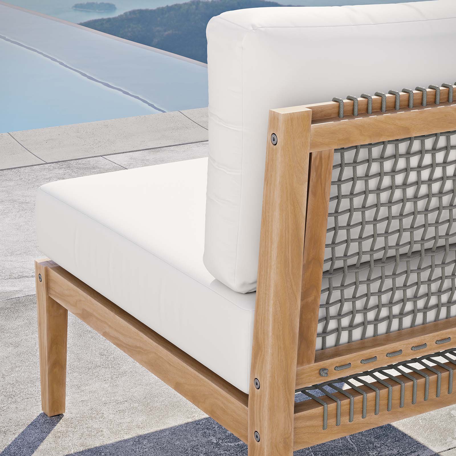 Clearwater Outdoor Patio Teak Wood Armless Chair By Modway - EEI-5856 | Outdoor Chairs - 27