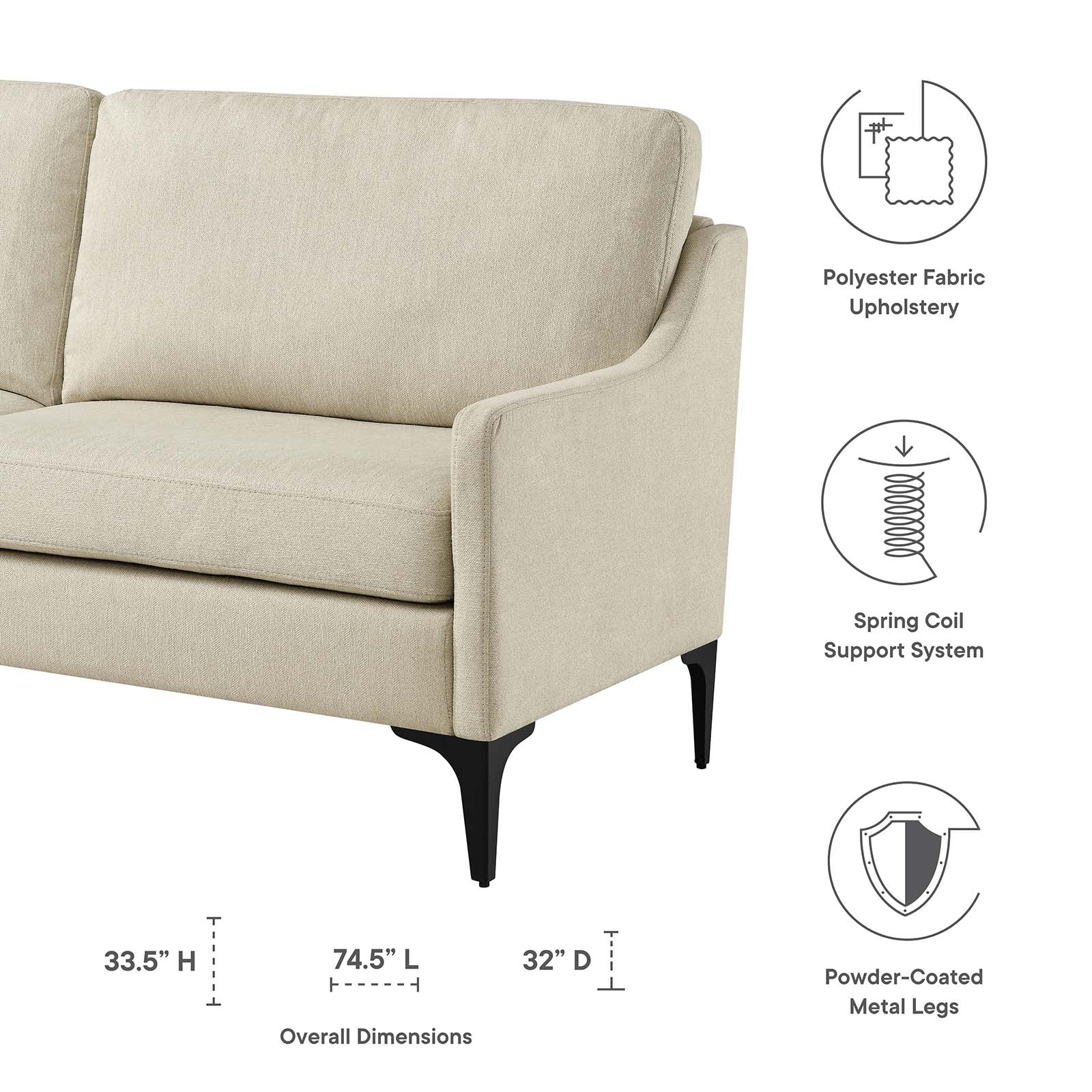 Corland Upholstered Fabric Sofa By Modway - EEI-6019 | Sofas - 7