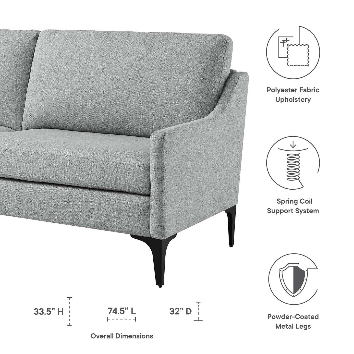 Corland Upholstered Fabric Sofa By Modway - EEI-6019 | Sofas - 23