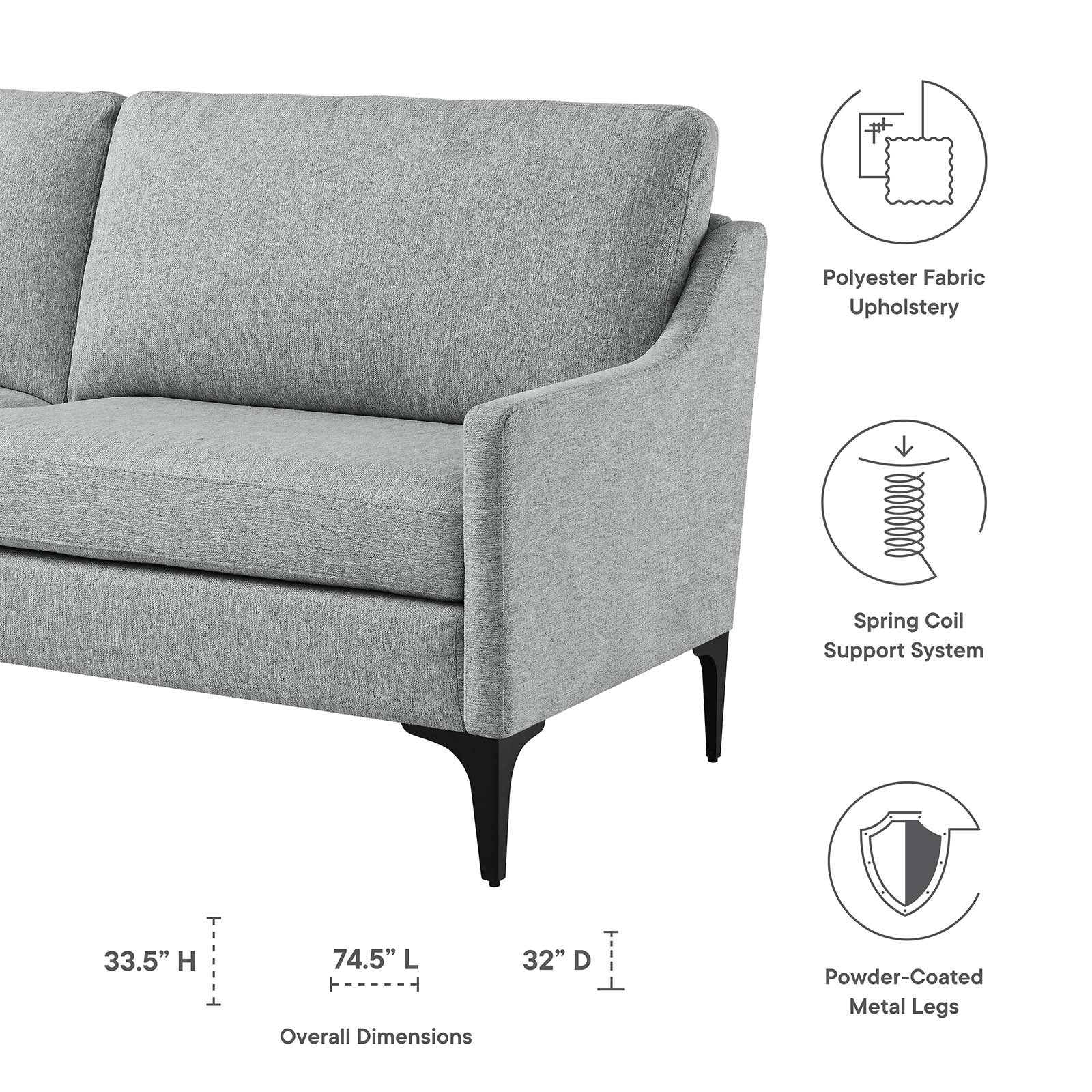 Corland Upholstered Fabric Sofa By Modway - EEI-6019 | Sofas - 23