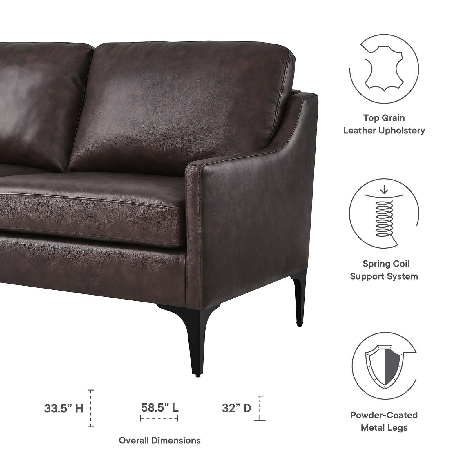 Corland Leather Loveseat By Modway - EEI-6020 | Loveseats - 6
