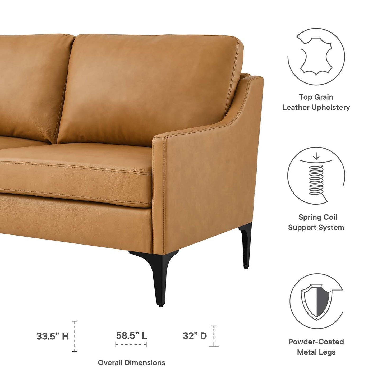 Corland Leather Loveseat By Modway - EEI-6020 | Loveseats - 22
