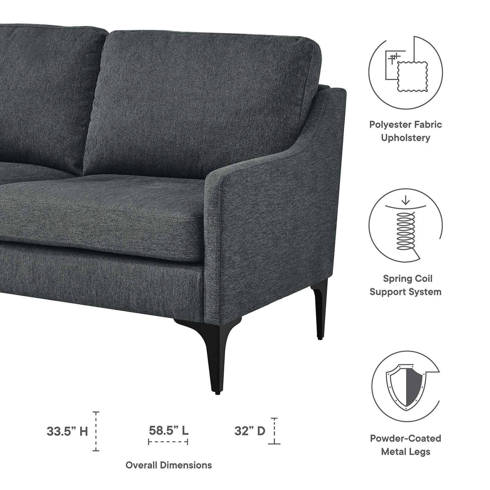 Corland Upholstered Fabric Loveseat By Modway - EEI-6021 | Loveseats - 15