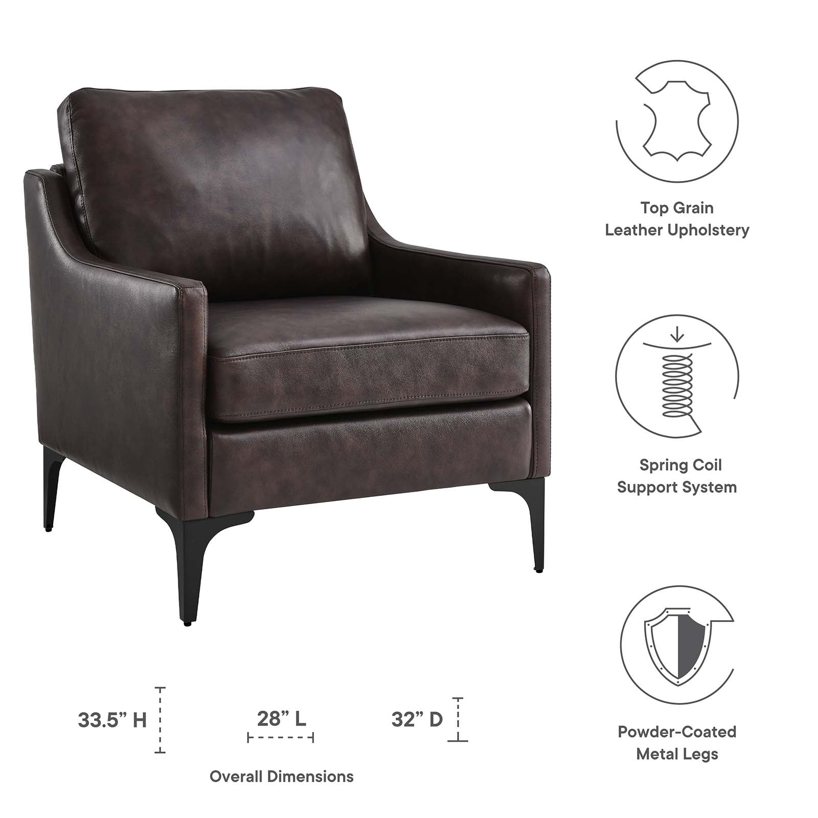Corland Leather Armchair By Modway - EEI-6022 | Armchairs - 6