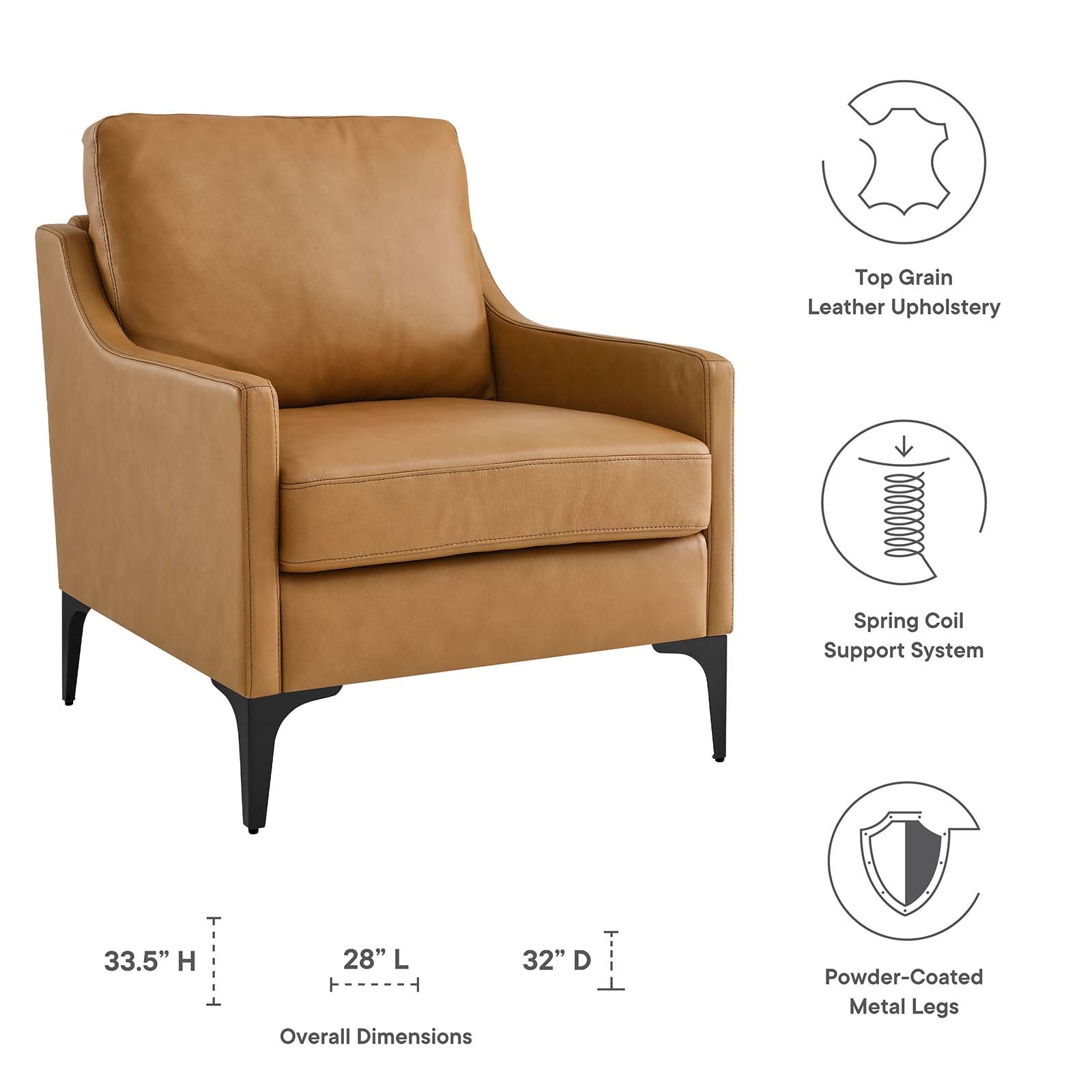 Corland Leather Armchair By Modway - EEI-6022 | Armchairs - 22