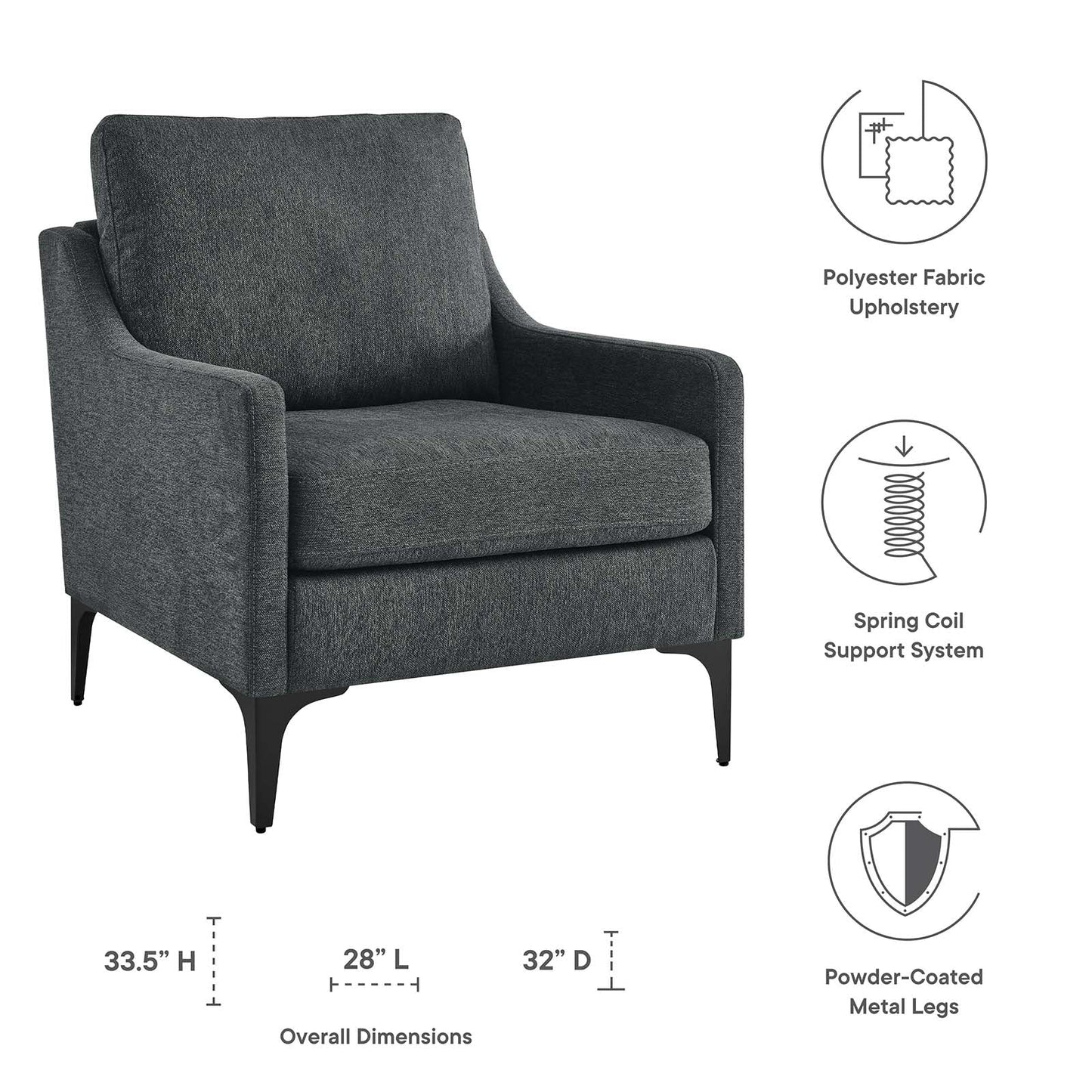 Corland Upholstered Fabric Armchair By Modway - EEI-6023 | Armchairs - 15