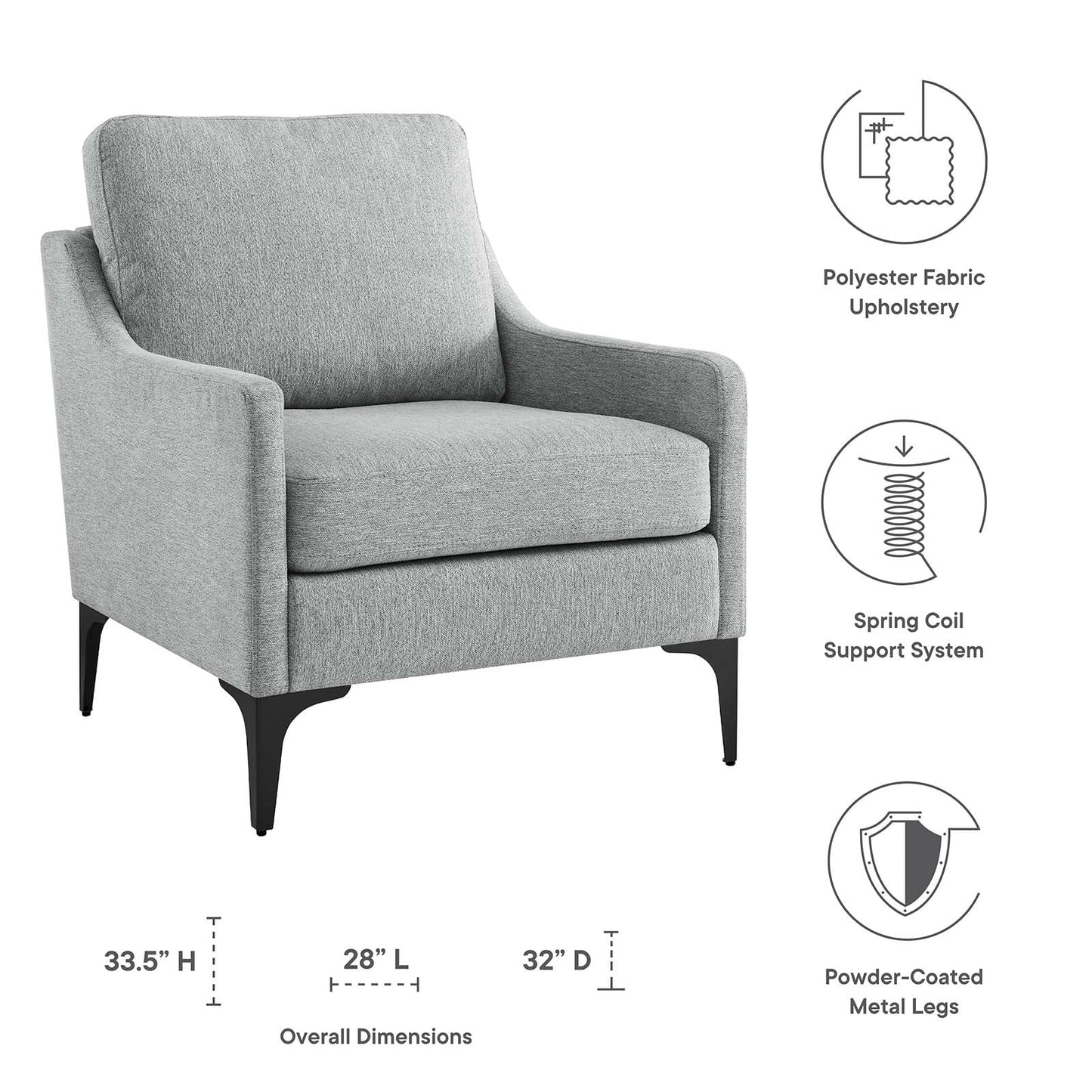 Corland Upholstered Fabric Armchair By Modway - EEI-6023 | Armchairs - 23